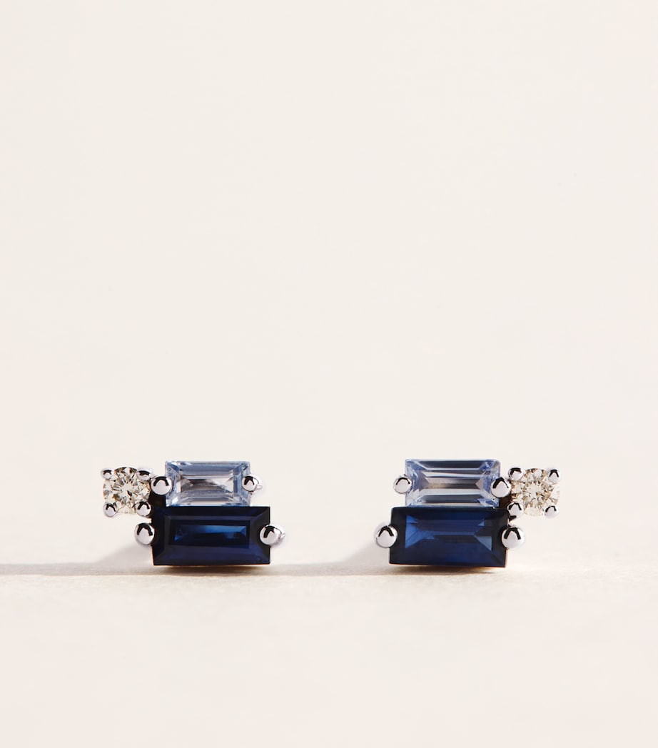 Suzanne Kalan White Gold, Diamond and Sapphire Bold Stud Earrings Wg/db Image 1