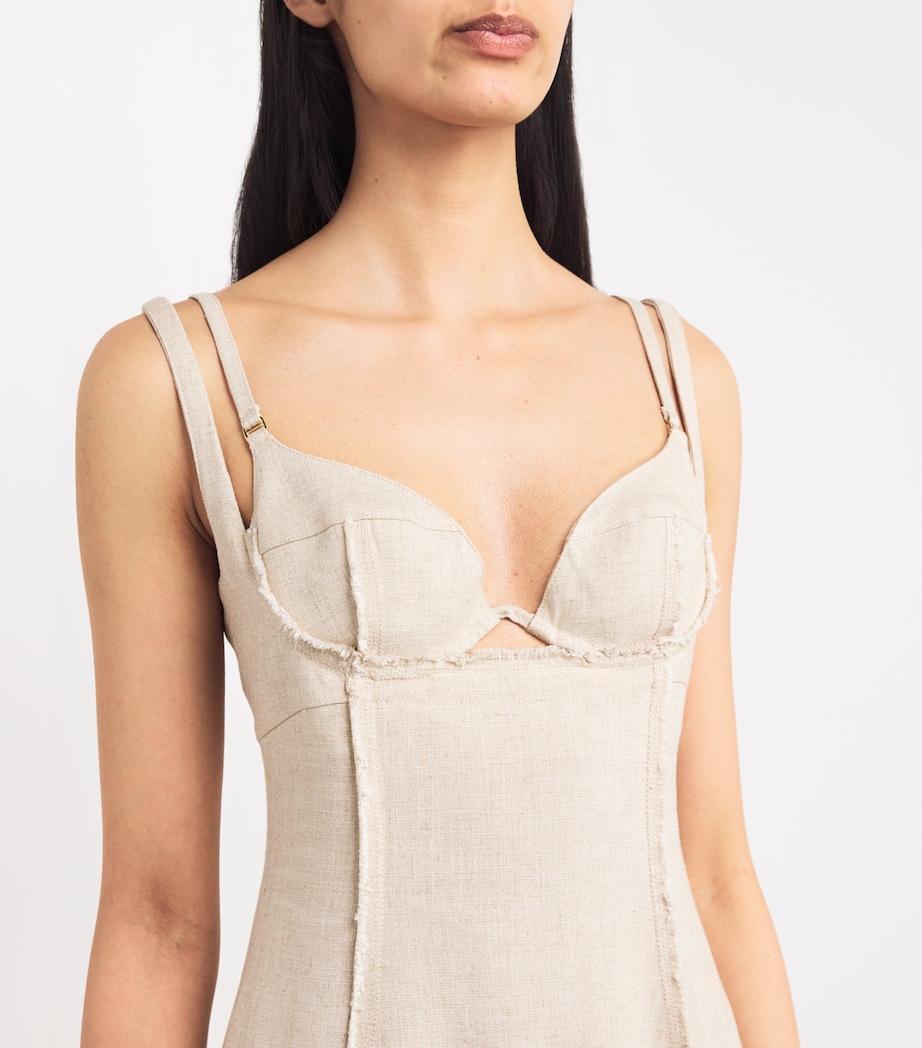 Jacquemus Womens La Robe Valerie Midi Dress Light Beige Image 4