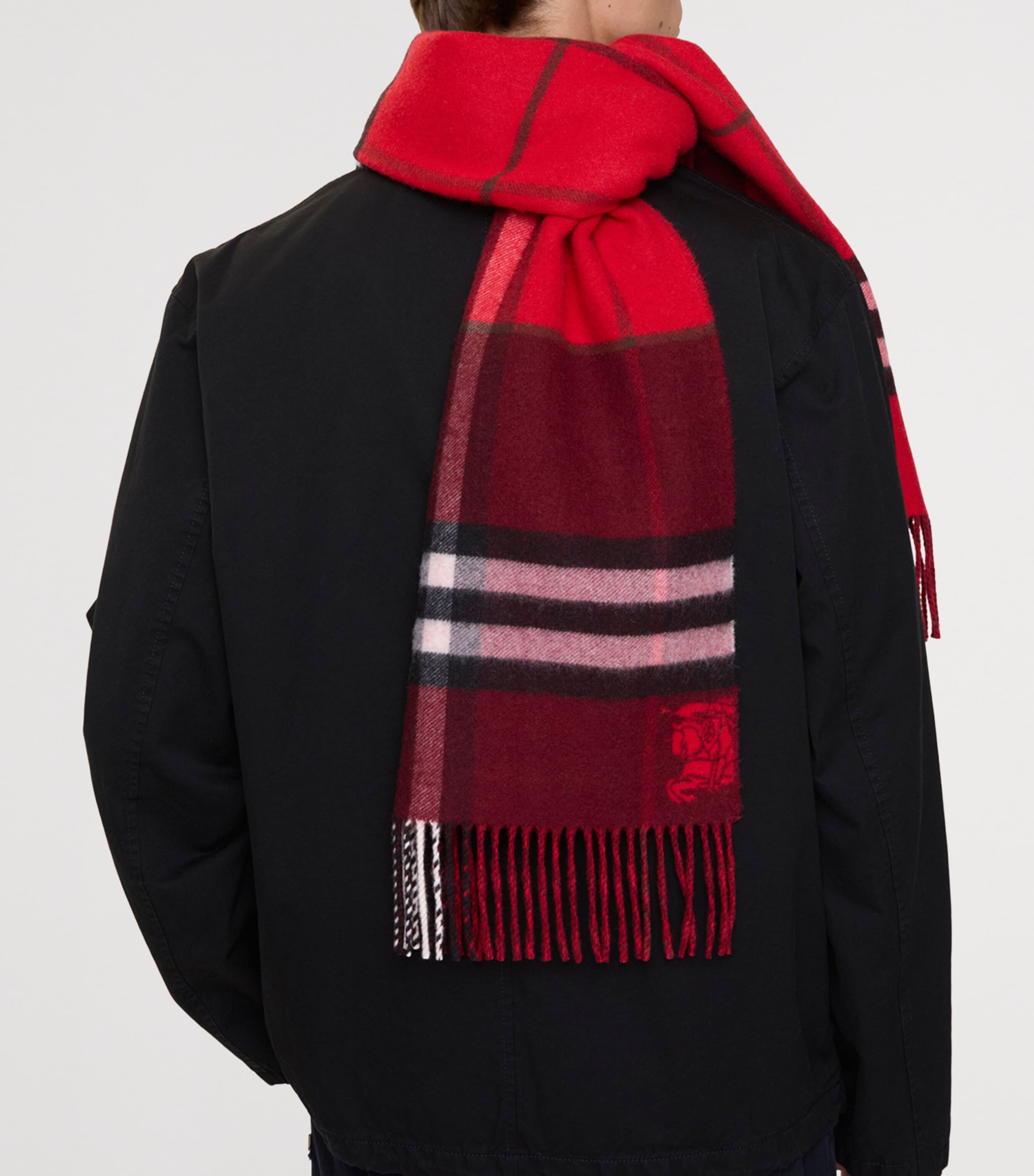 Cashmere Contrast Check Scarf POST RED/OXBLOOD Image 6