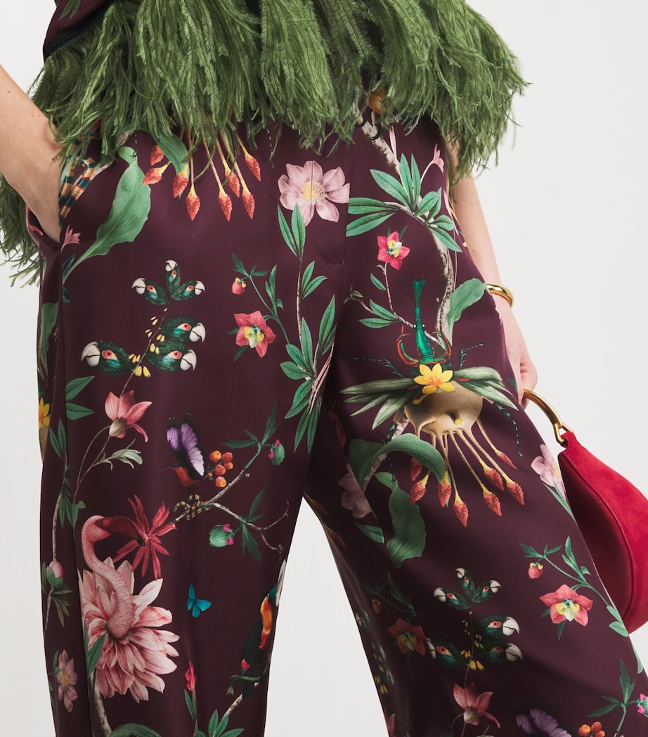 Silk Printed Pajama Wide-Leg Trousers RE02ZOOFLORA Image 5