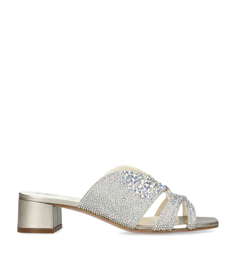 Gina Leather Embellished Stevie Mules 35 White/comb Image 1