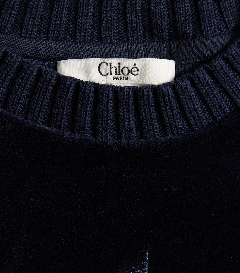 Chloé Kids Velvet Logo Sweatshirt (4-14 Years) Navy Image 2