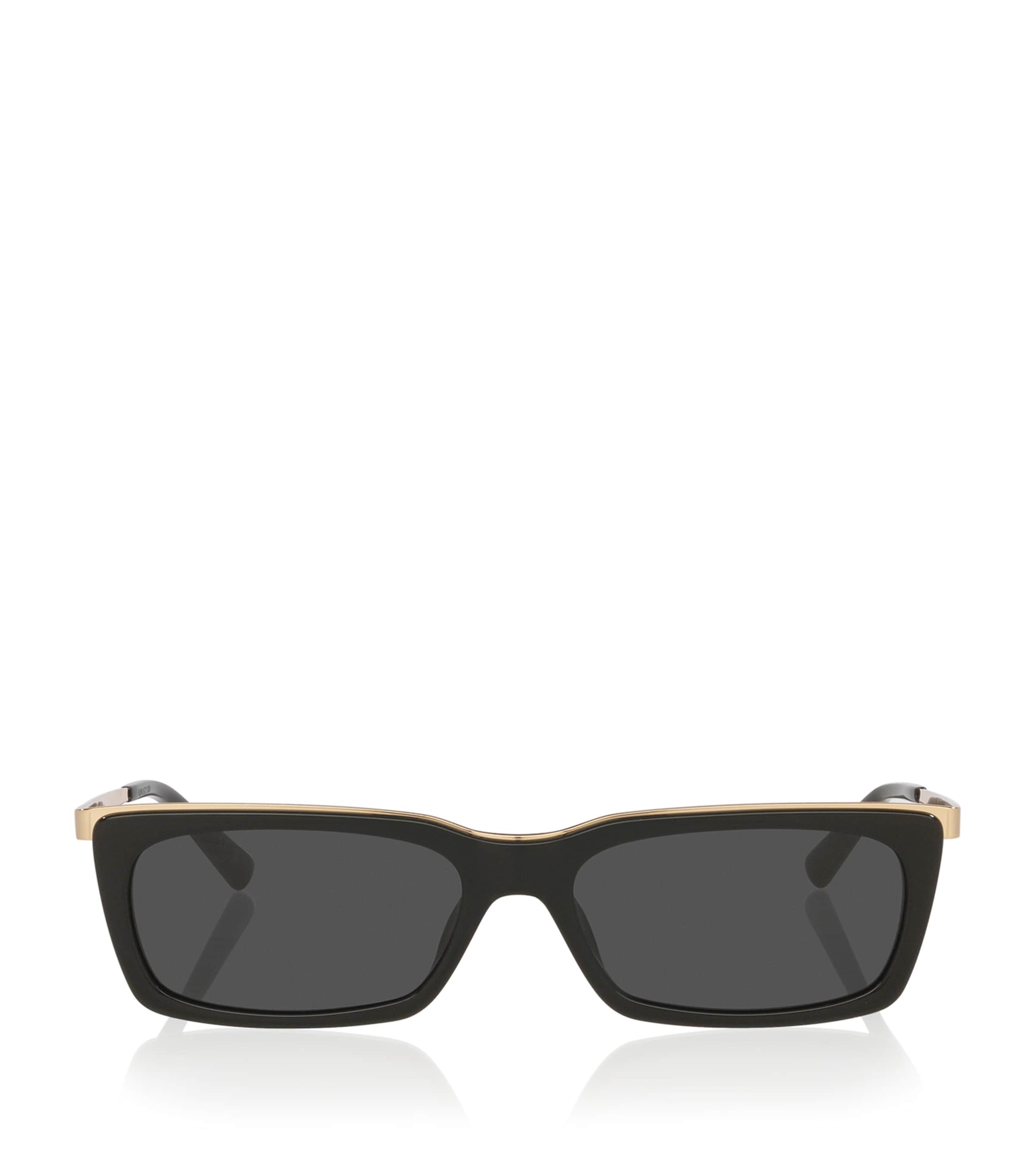 Saint Laurent Acetate Rectangle Sunglasses In Gold