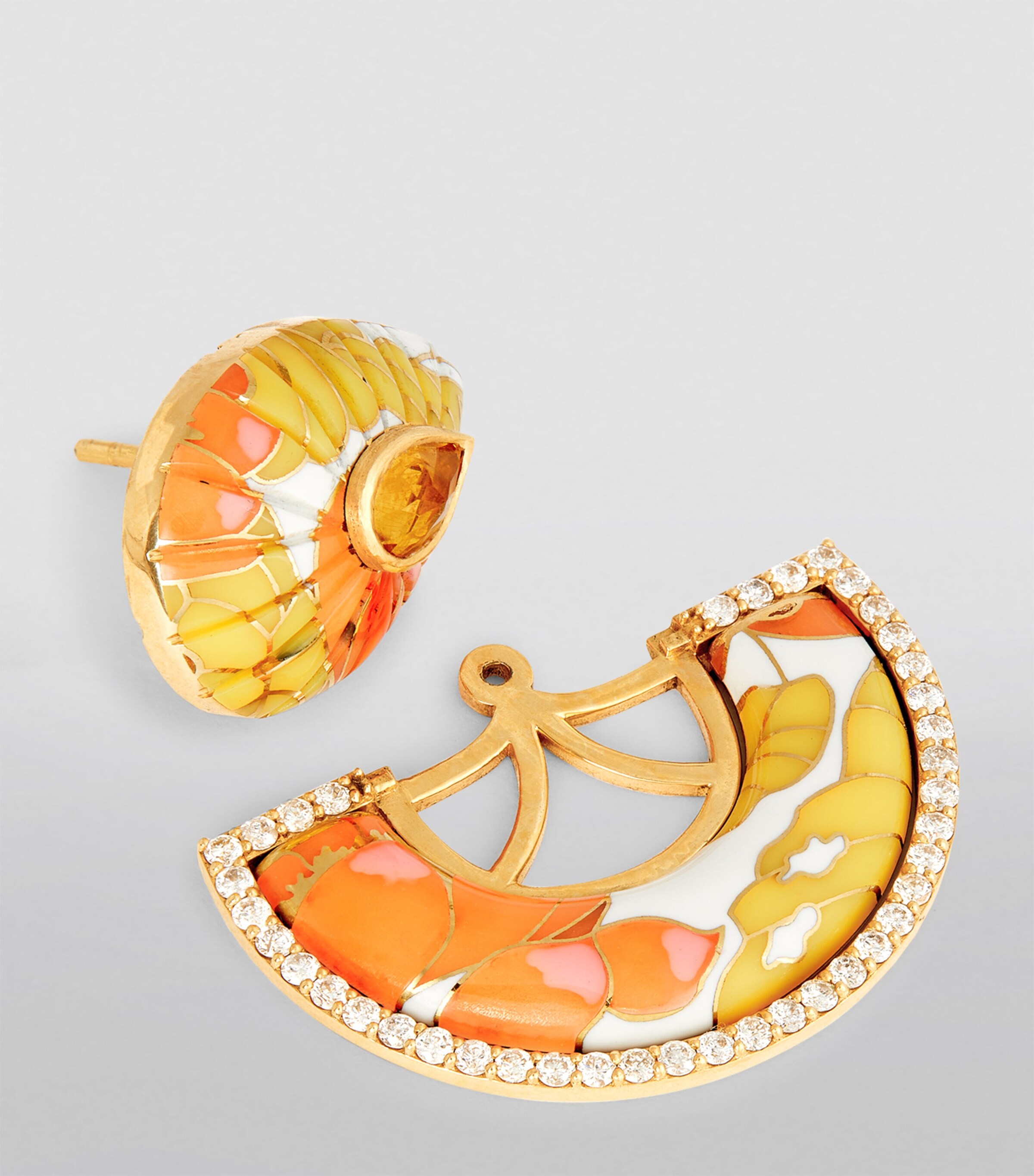 L'ATELIER NAWBAR Yellow Gold and Diamond Bond Street Fan Earrings Yellow Orange Image 6
