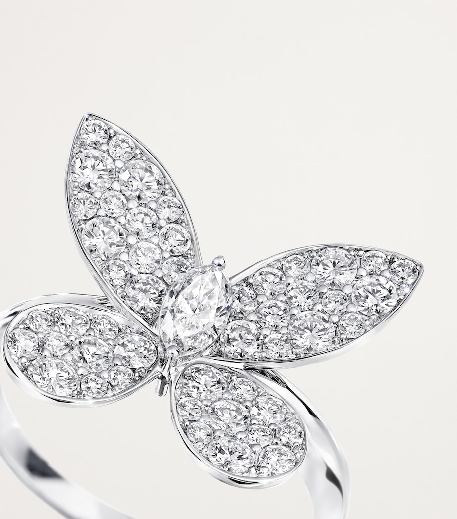 Mini White Gold and Diamond Butterfly Ring WHITE GOLD Image 6