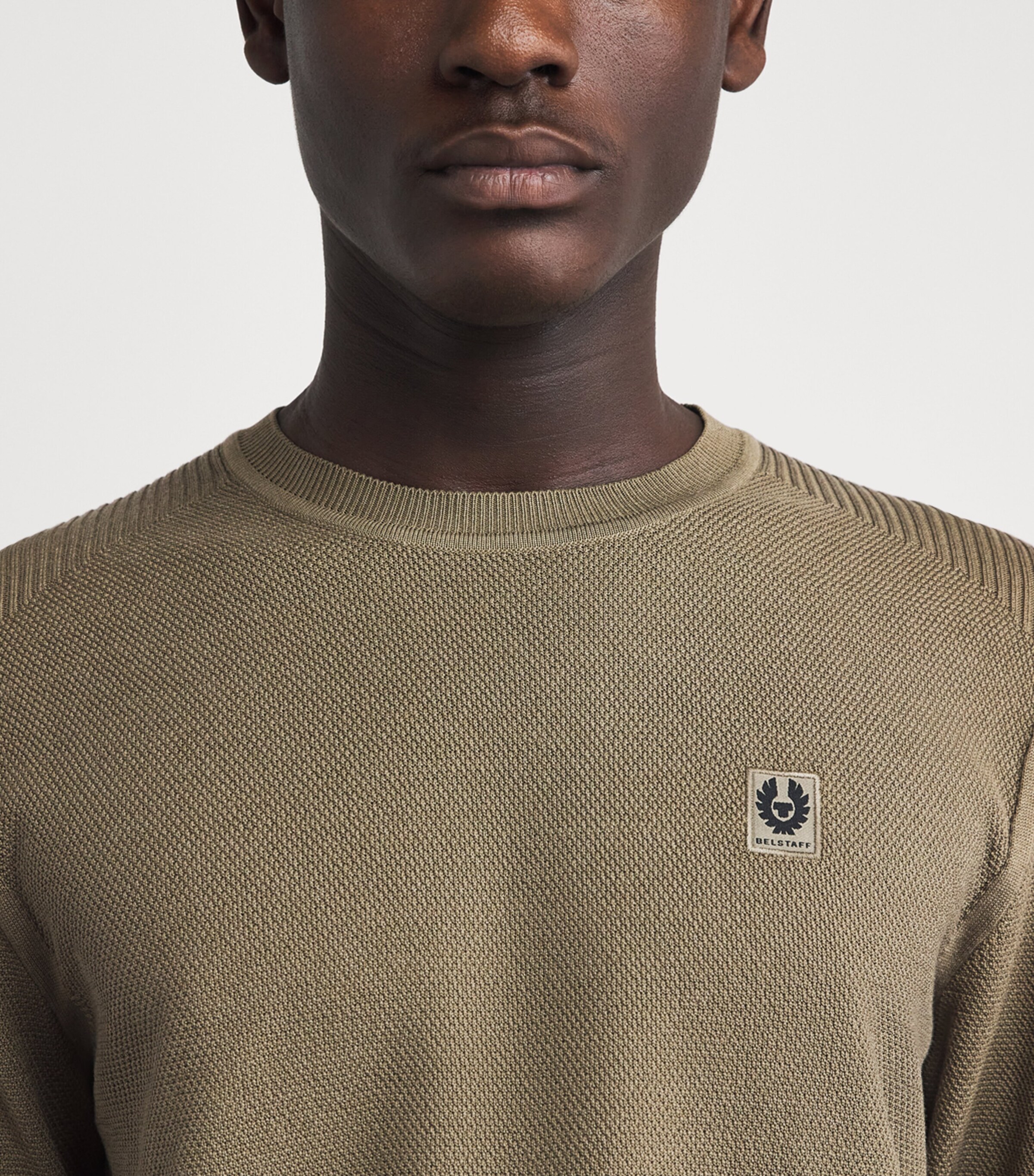Belstaff Mens Silk-Organic Cotton Coast Sweater Fatigue Greenftggn Image 3