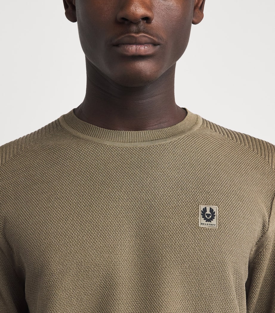 Belstaff Mens Silk-Organic Cotton Coast Sweater Fatigue Greenftggn Image 3