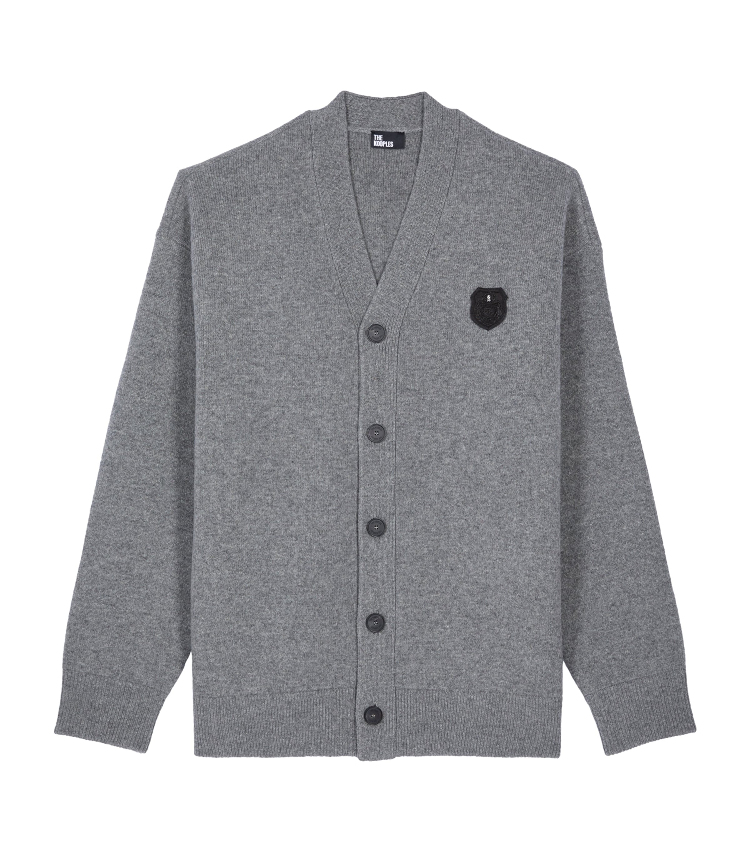 The Kooples Wool-blend V-neck Cardigan In Grey