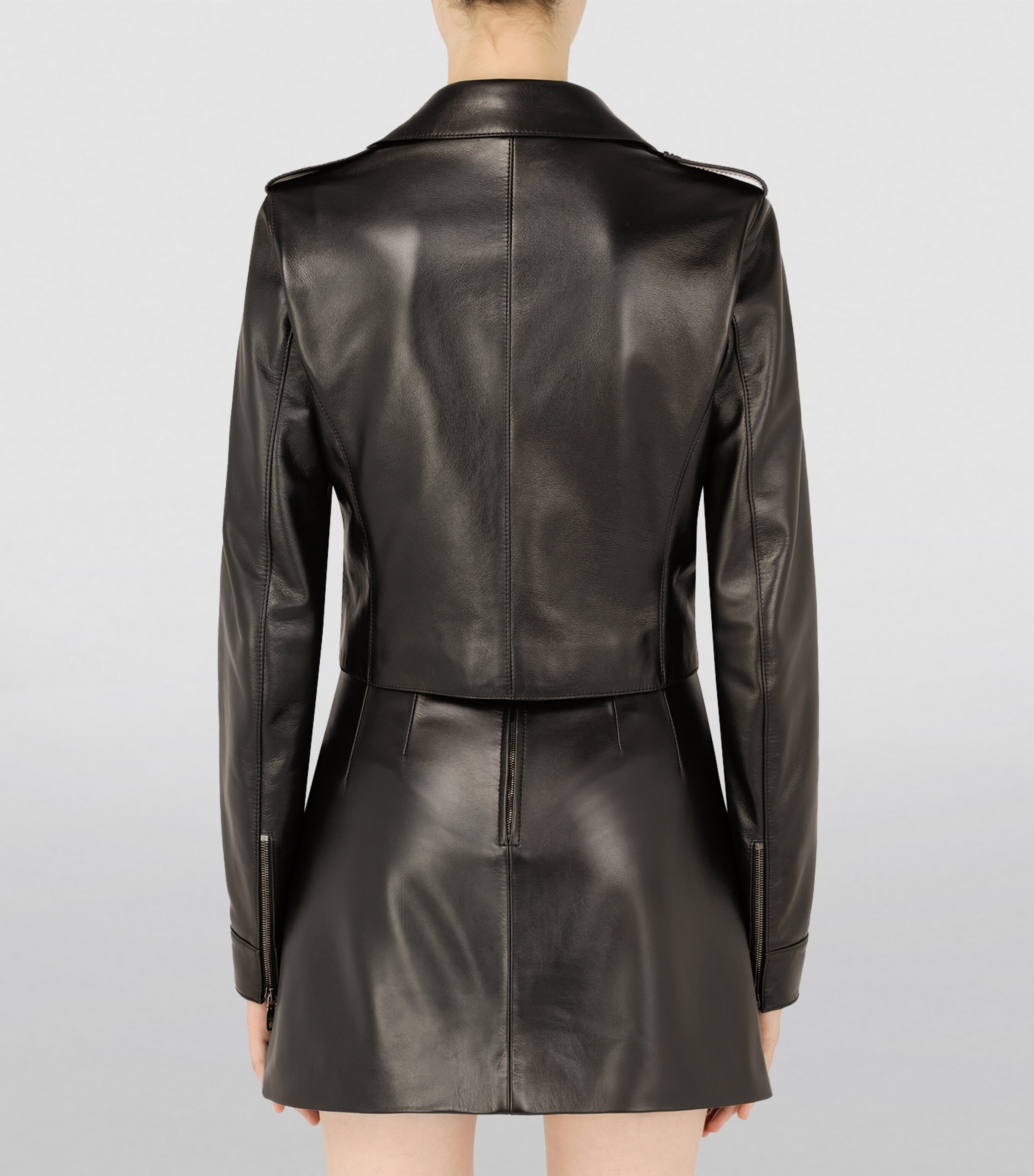 Leather Biker Jacket N0000-BLACK Image 4
