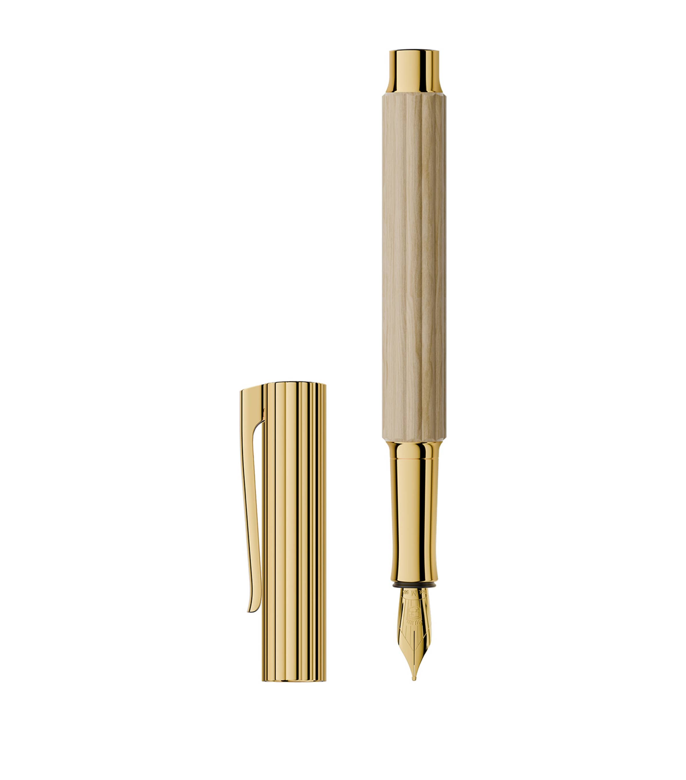 Graf Von Faber-castell Gold-trim Hornbeam Wood Bloom Fountain Pen In Gold