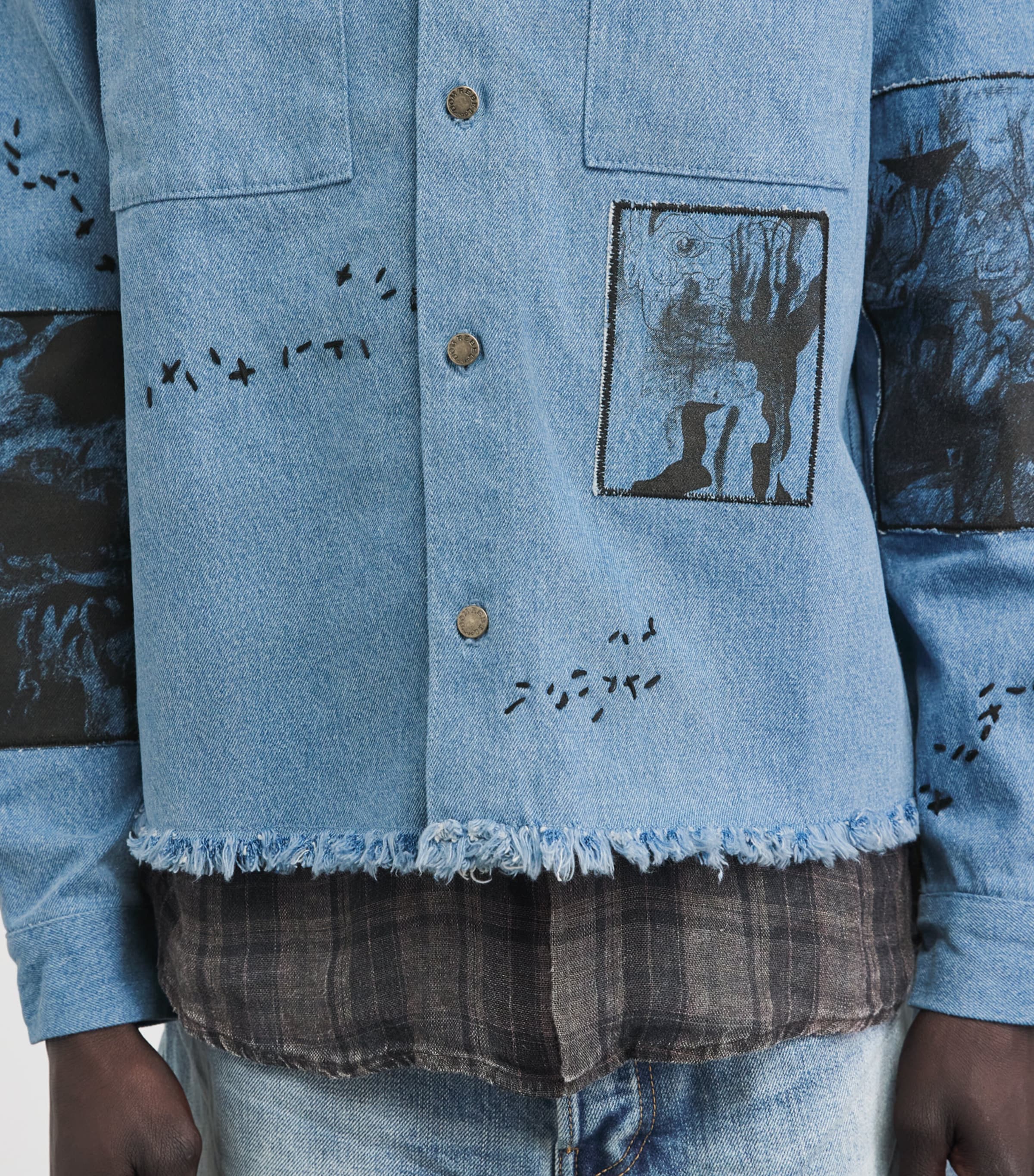 DOMREBEL Mens Denim Unskilled Worker Overshirt Denim Image 3