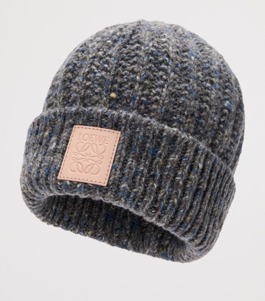 Wool-Cashmere-Blend Logo Beanie GREY BLUE MELANGE Image 2