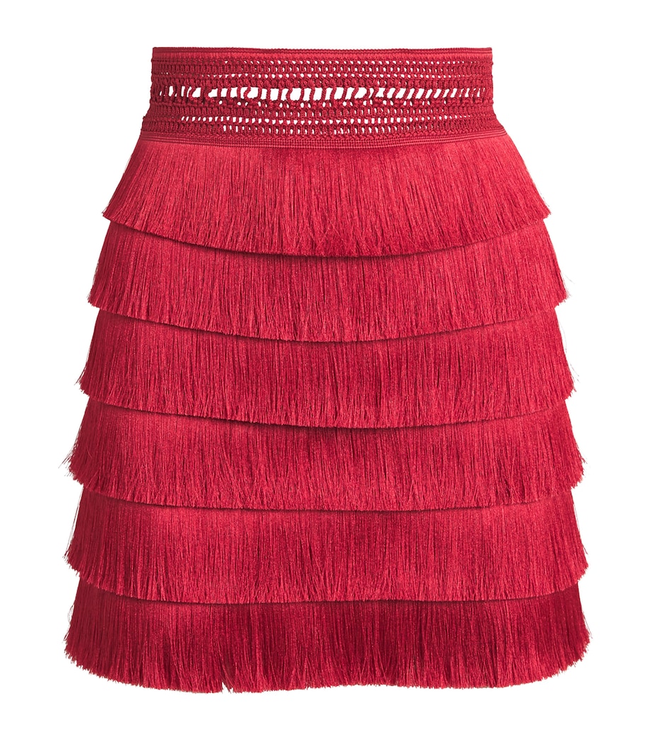 Fringed Radiant Mini Skirt DARK RED Image 1