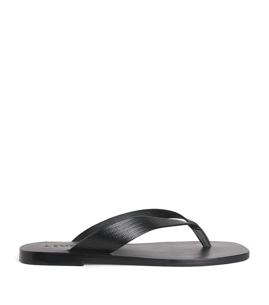 Leather Kinto Flip Flops BLACK EMBSSED LIZARD Image 1