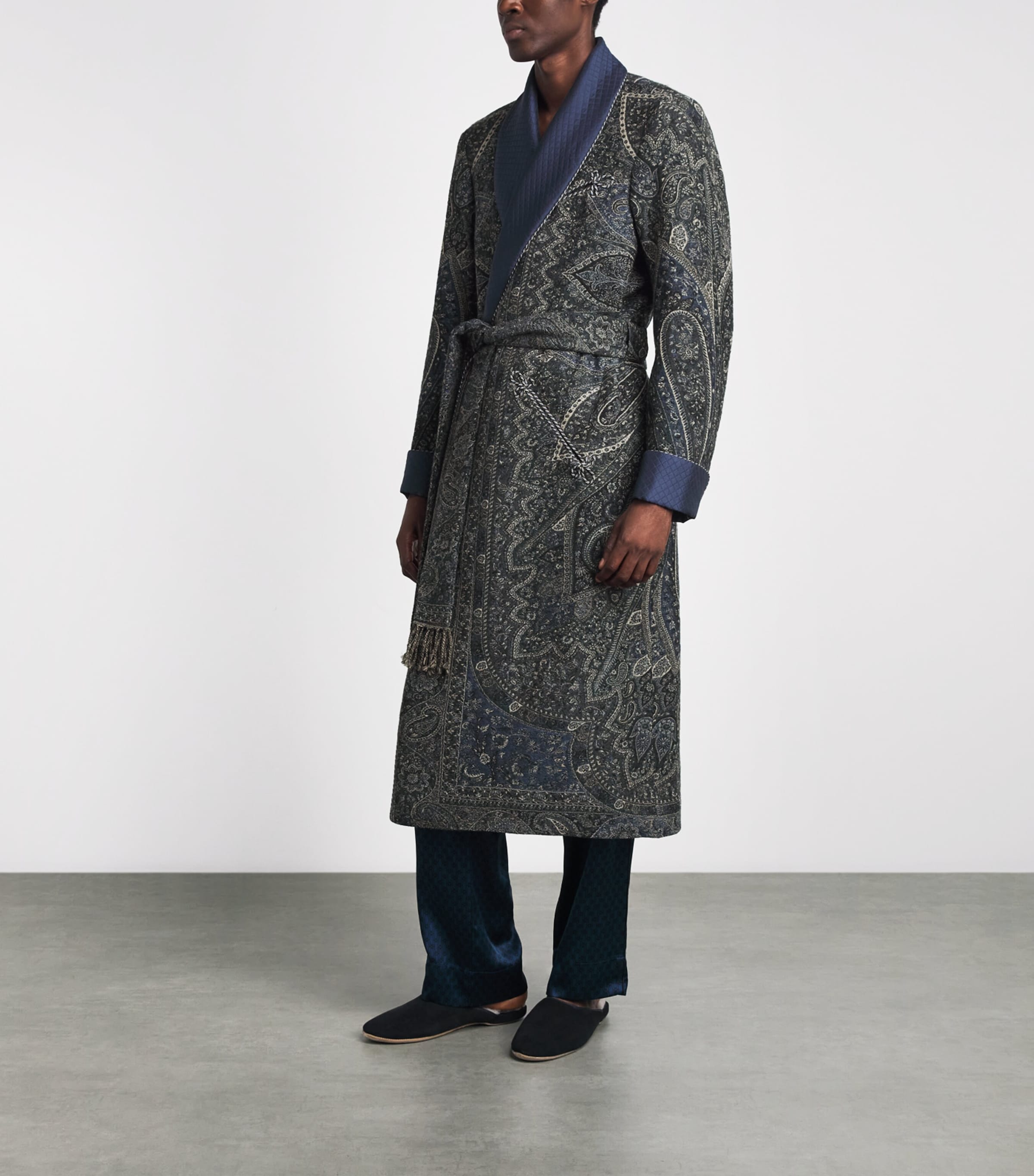 Daniel Hanson Mens Wool Paisley Robe Blue Image 2