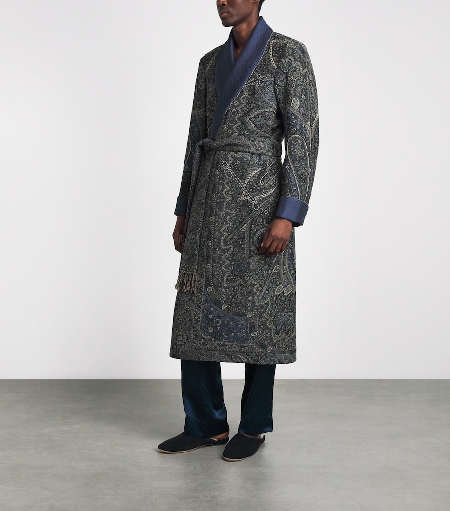 Daniel Hanson Mens Wool Paisley Robe Blue Image 2