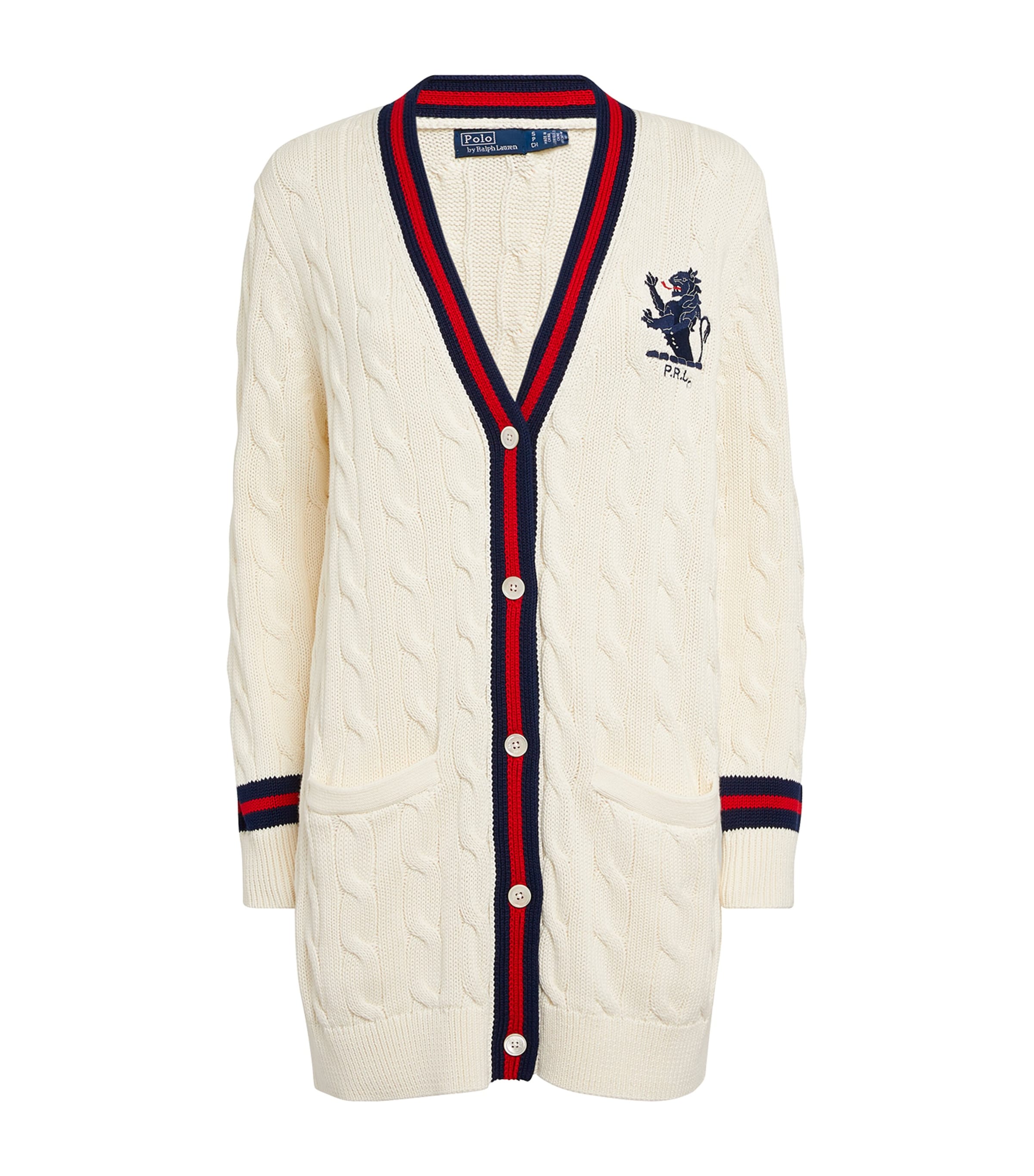 Shop Polo Ralph Lauren Cable-knit Cricket Cardigan In Ivory