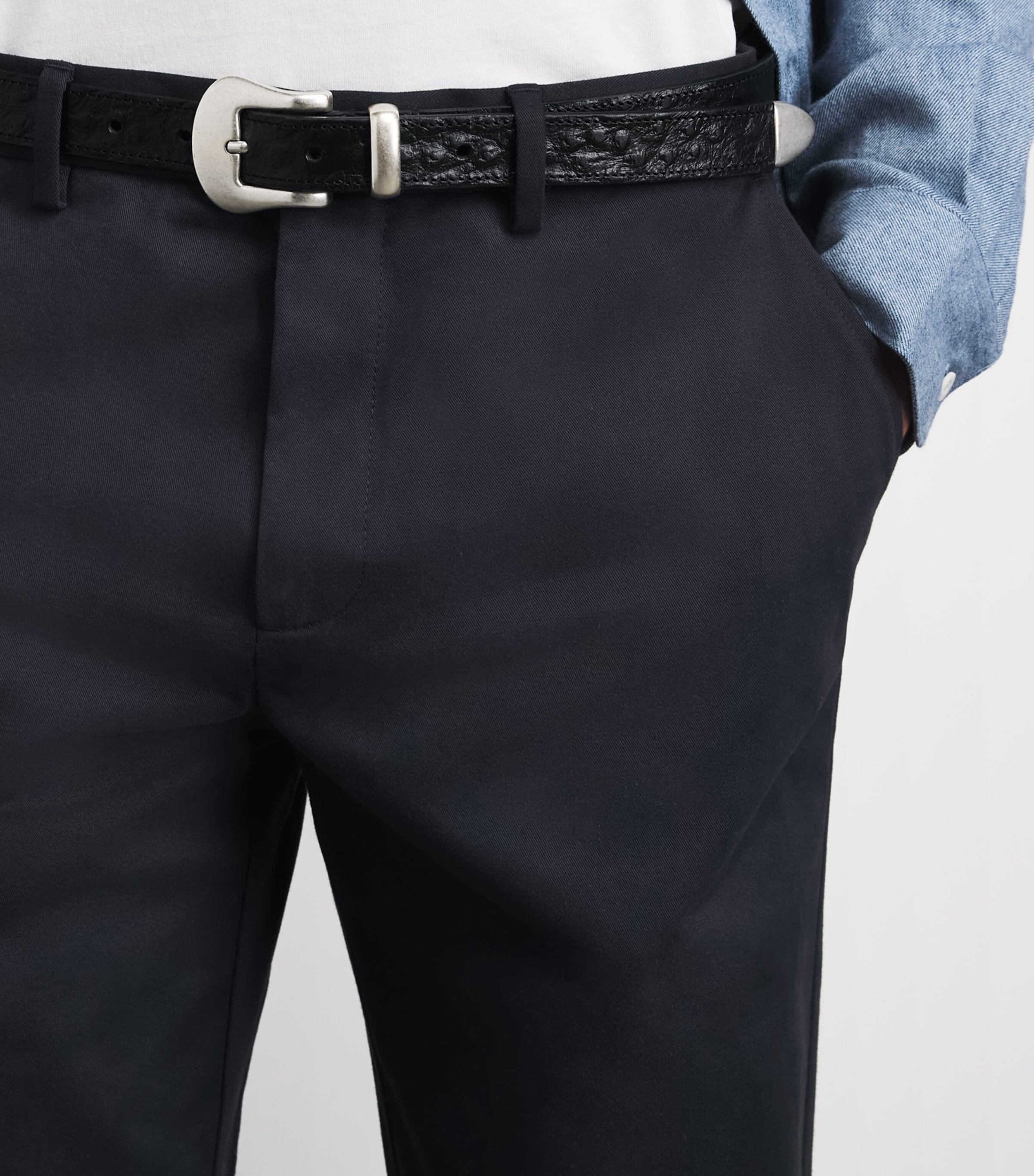 Sunspel Mens Cotton Drill Trousers Navy Image 3