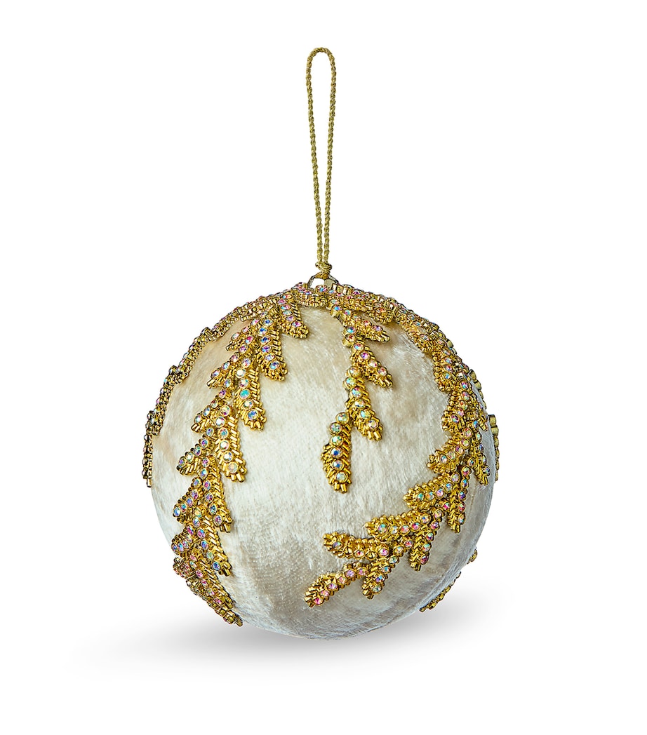 Beaded Velvet Bauble WHITE Image 1
