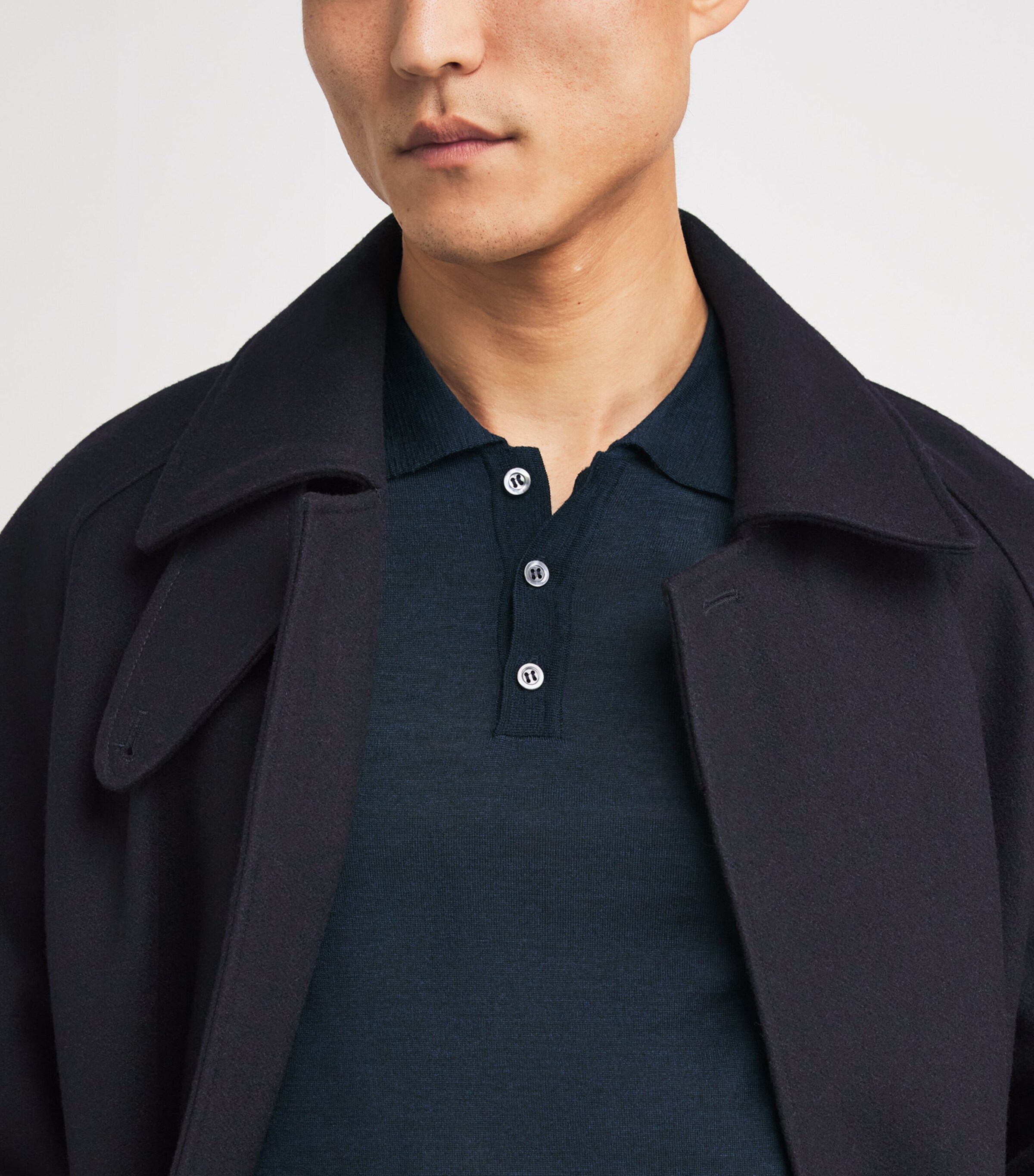 Extrafine Merino Polo Shirt 170 NAVY Image 6