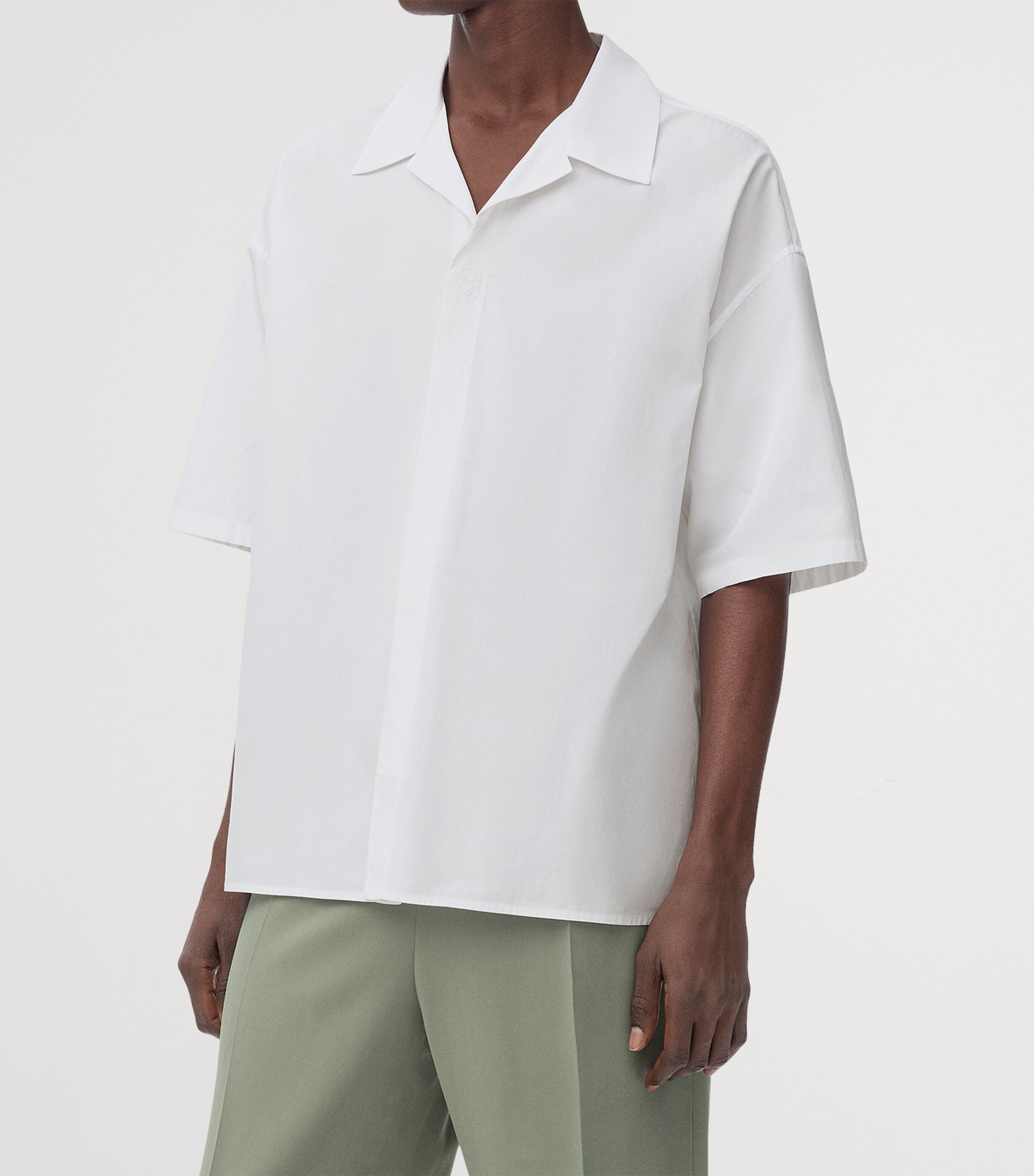Cotton-Blend Short-Sleeve Shirt WHITE Image 3