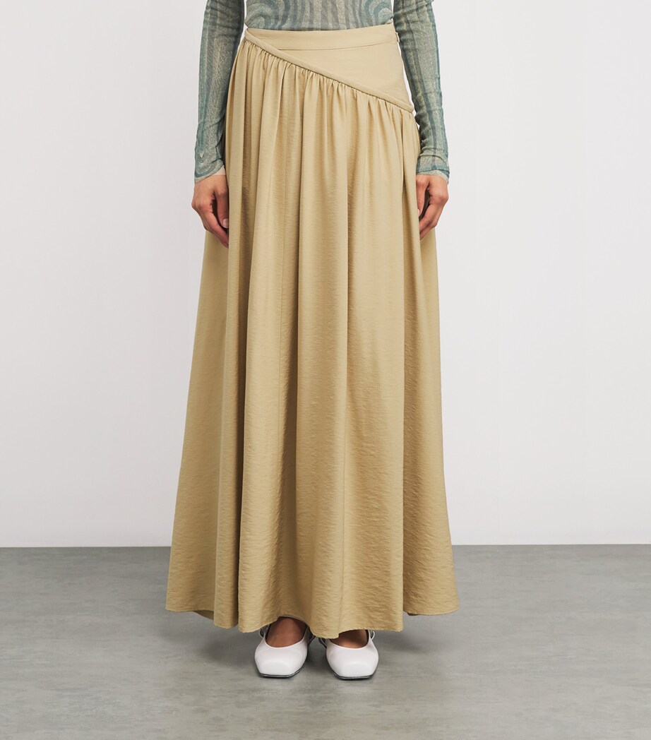 Rabanne Womens Asymmetric Maxi Skirt Ochre Image 3