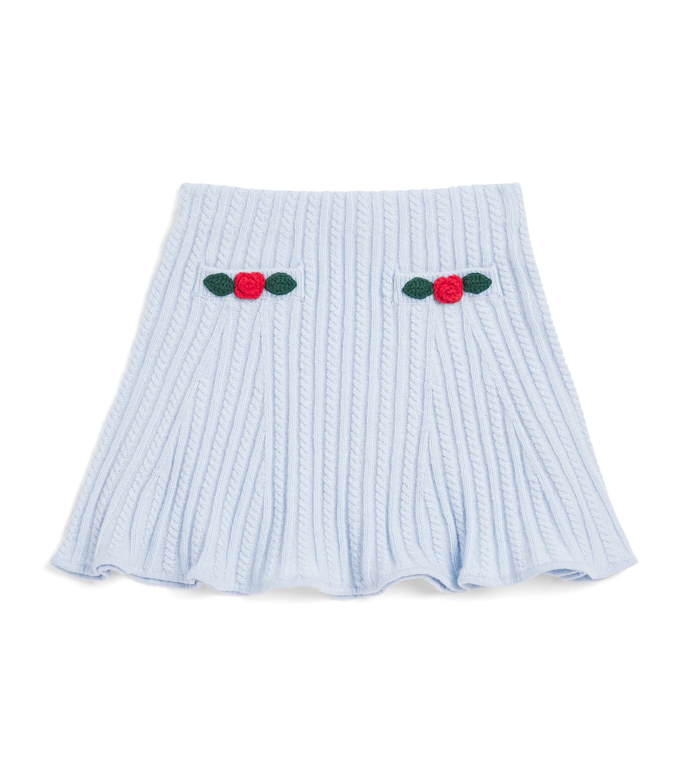 Self-Portrait Kids Cable-Knit Rose-Detail Skirt (3-12 Years) Blue Image 1