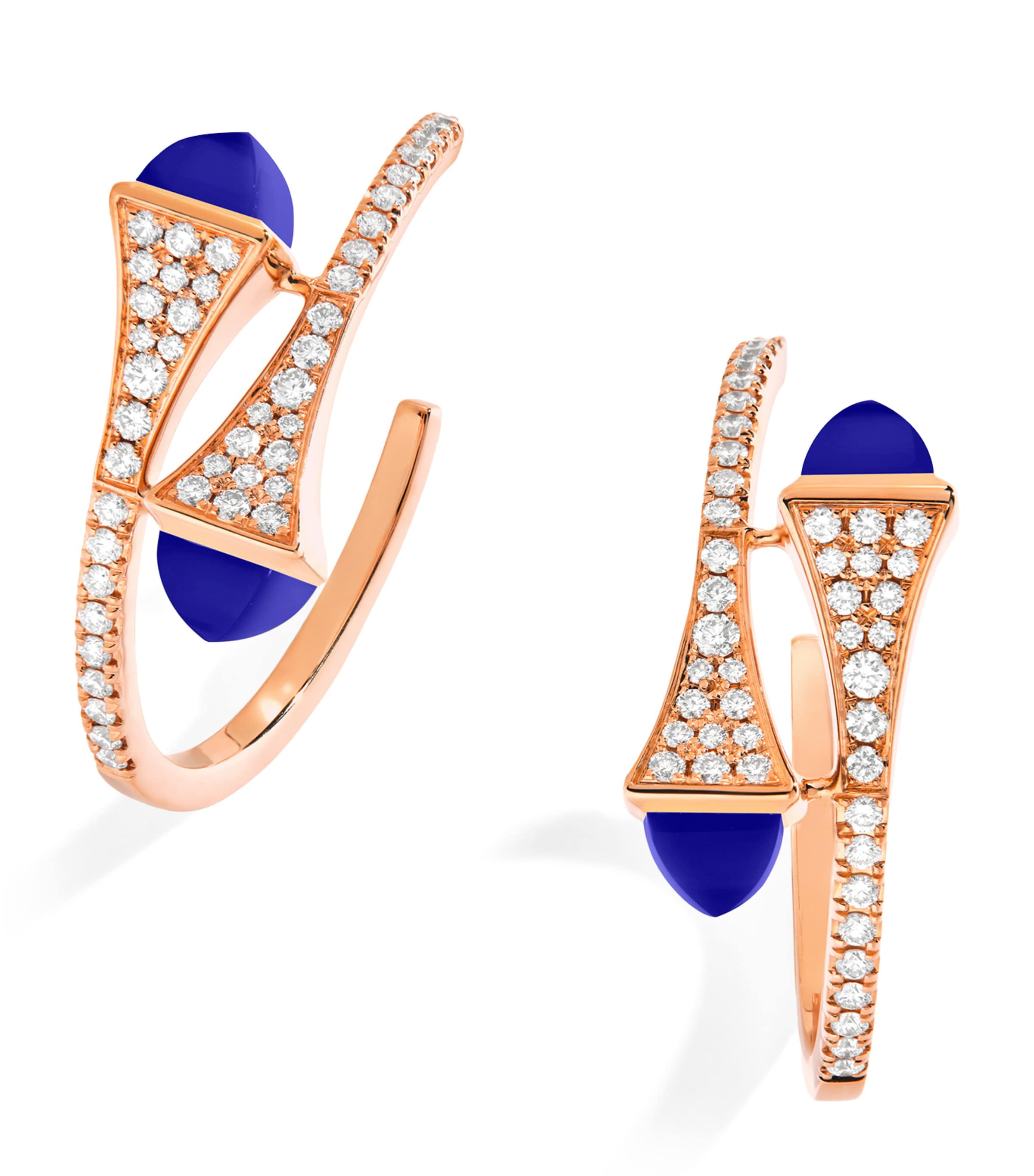 Marli New York Small Rose Gold, Diamond And Lapis Lazuli Cleo Hoop Earrings In Rose Gold