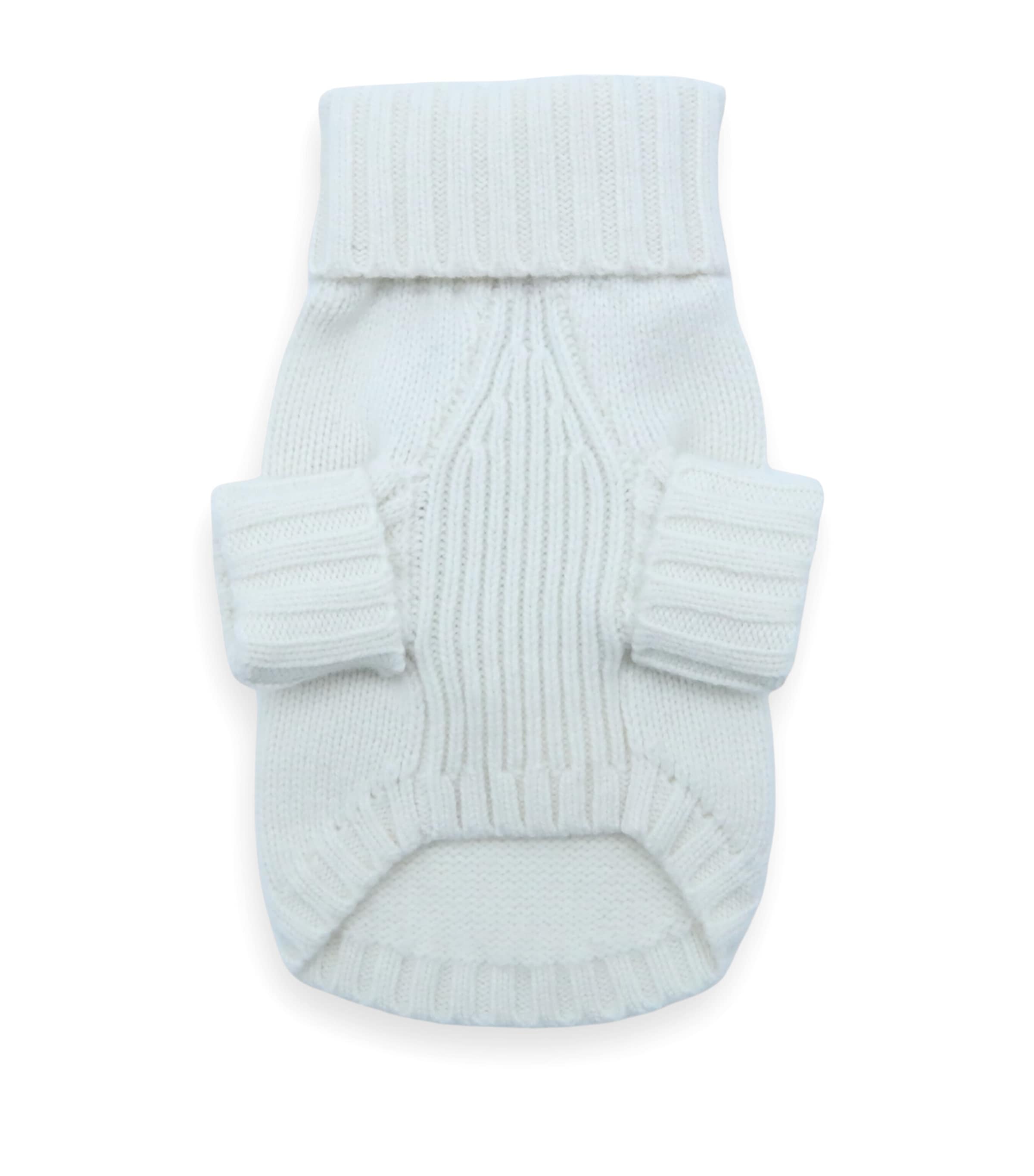 Wool-Cashmere Flag Dog Sweater (XS) WHITE Image 2