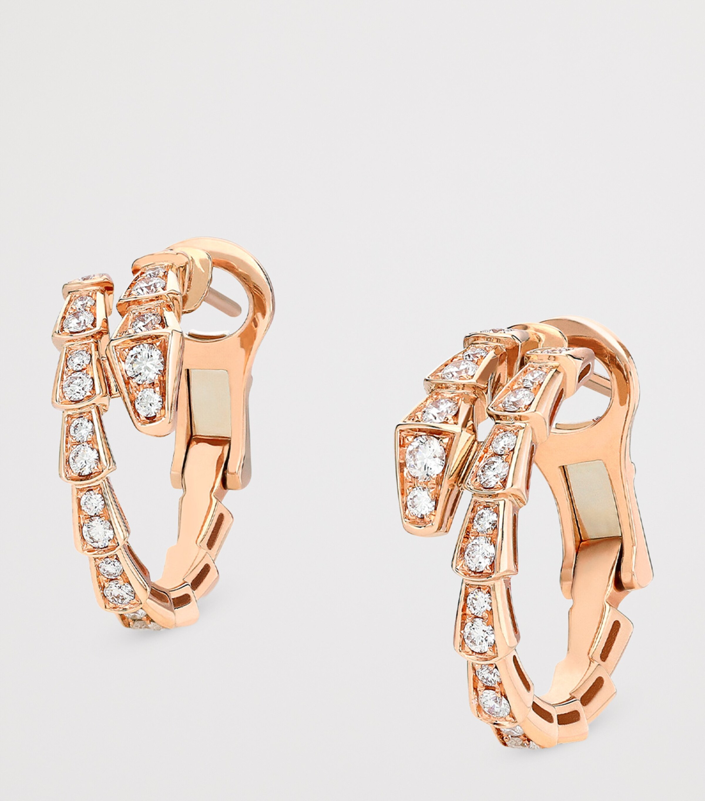 Rose Gold and Diamond Serpenti Viper Earrings PINK GOLD Image 2