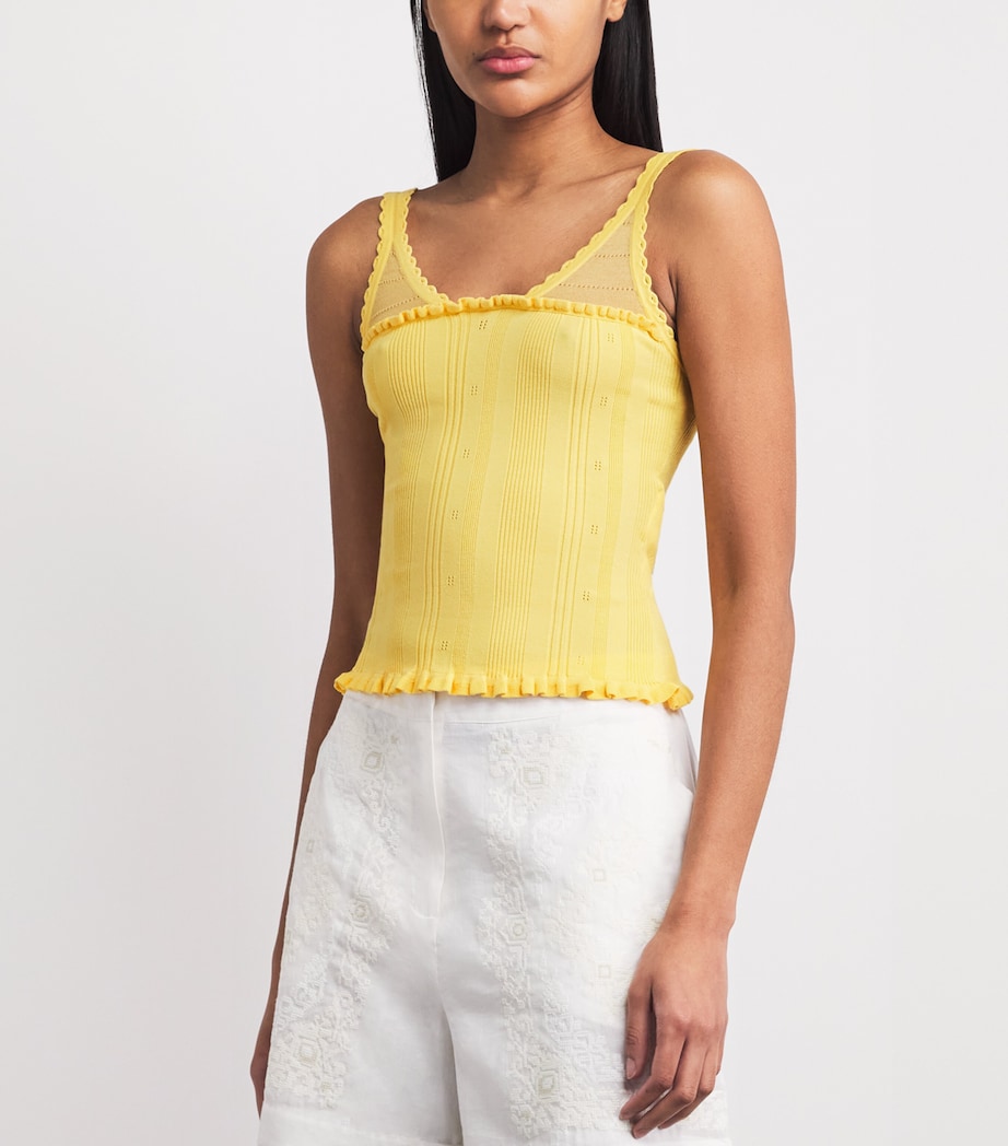 Claudie Pierlot Womens Knitted Pointelle Tank Top Sun Yellow Image 4