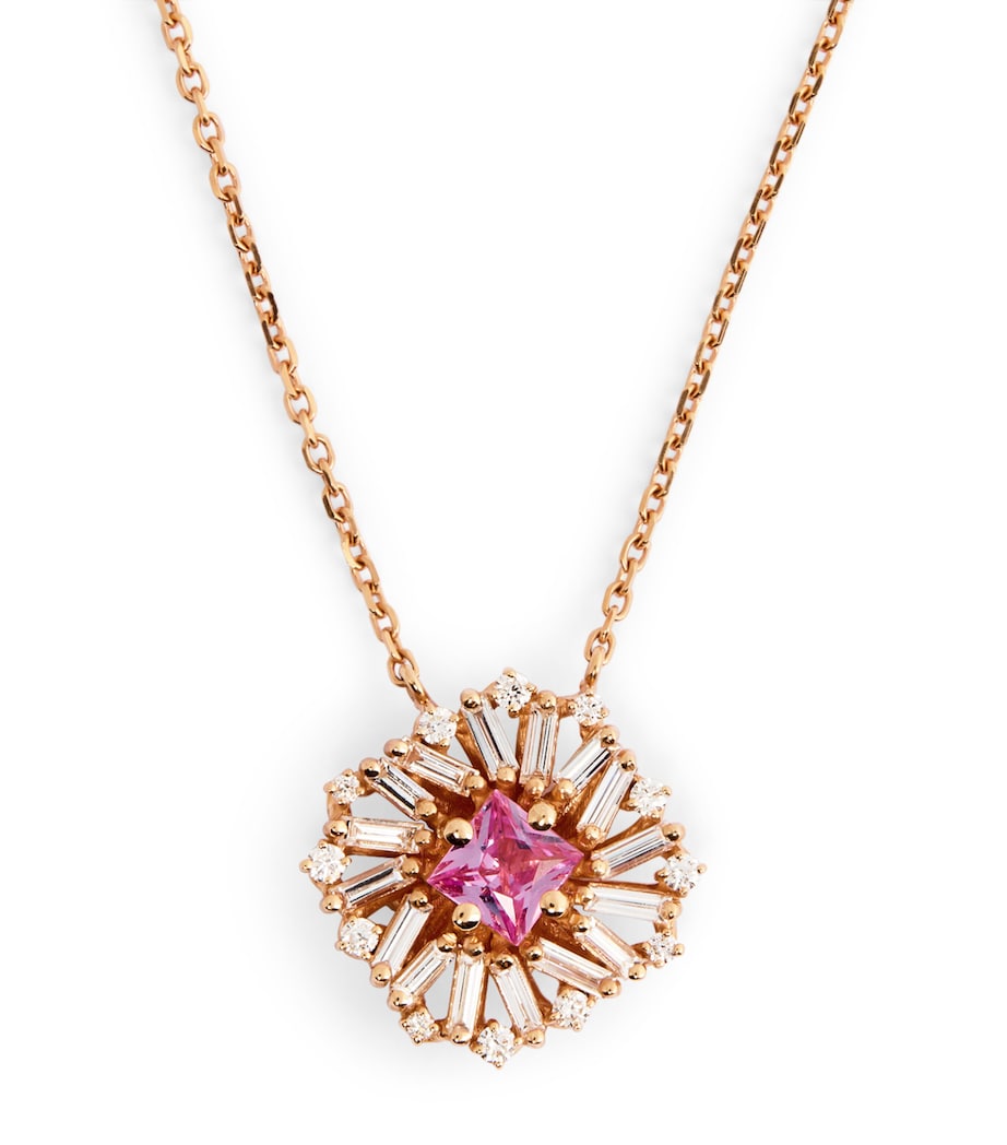 Suzanne Kalan Rose Gold, Diamond and Pink Sapphire Princess Flower Necklace Rg/p Image 1