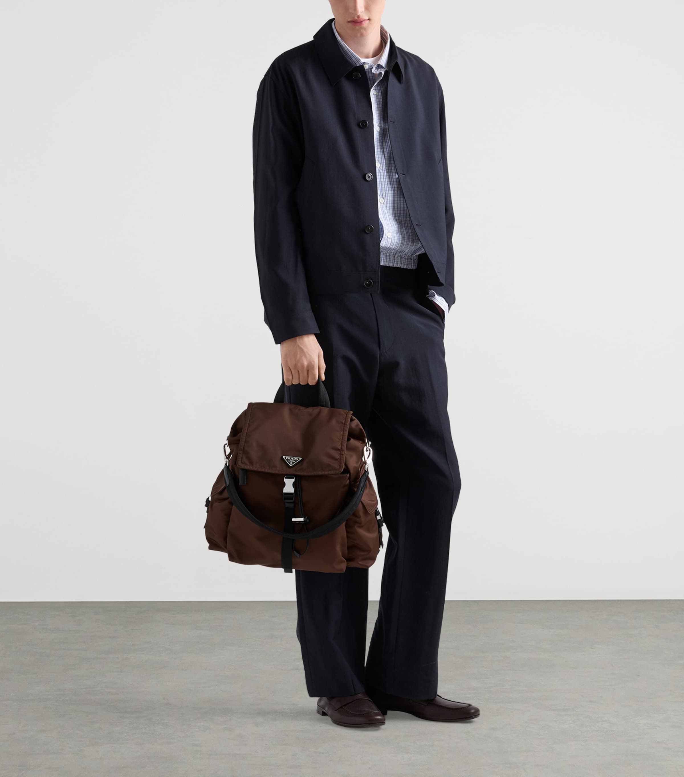 Re-Nylon and Leather Explore Backpack F0038 Image 2