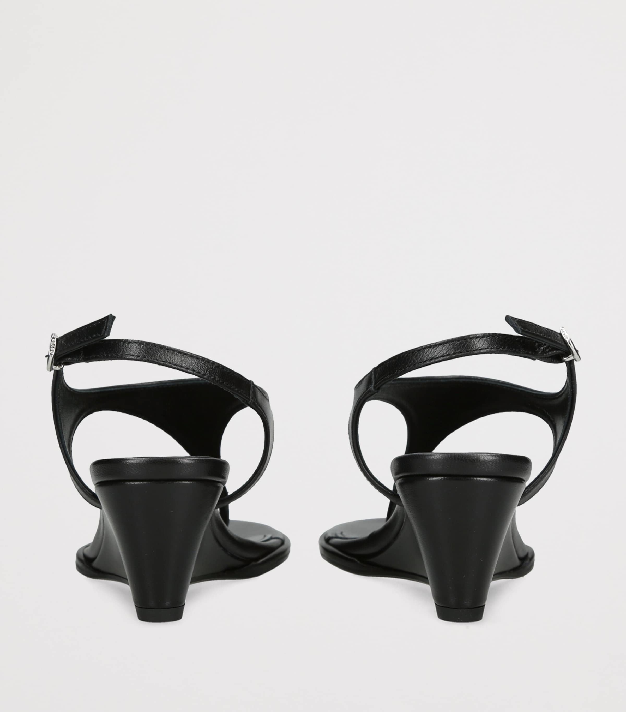 aeyde Leather Roose Wedge Sandals 55 Black Image 4
