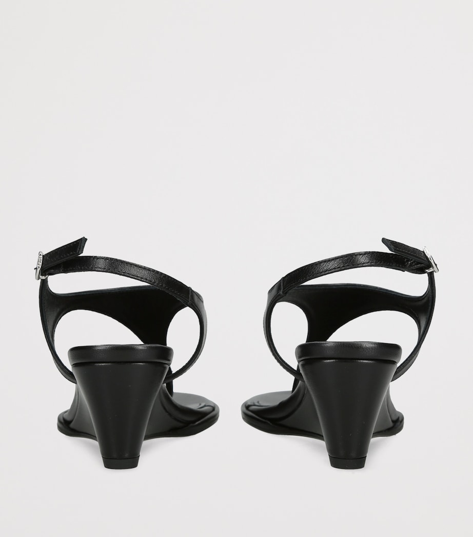 aeyde Leather Roose Wedge Sandals 55 Black Image 4
