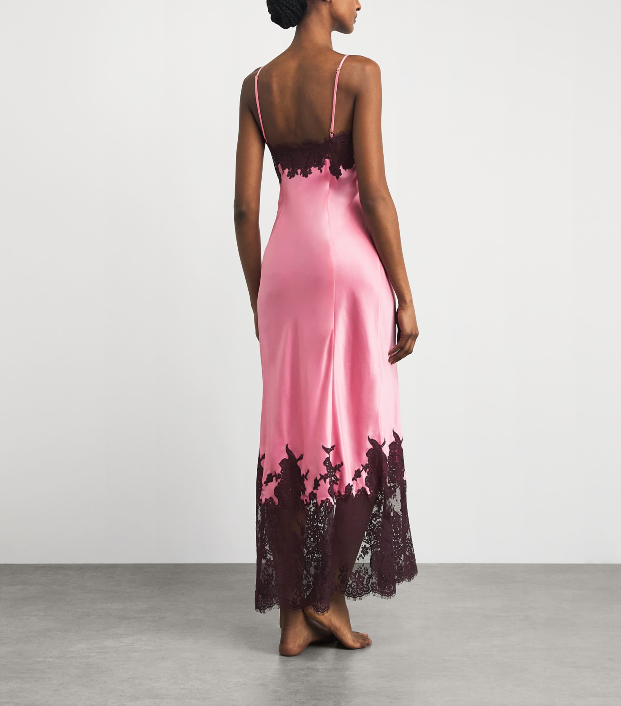 Marjolaine Womens Silk-Lace Maxi Slip Dress Blush/brun Image 6