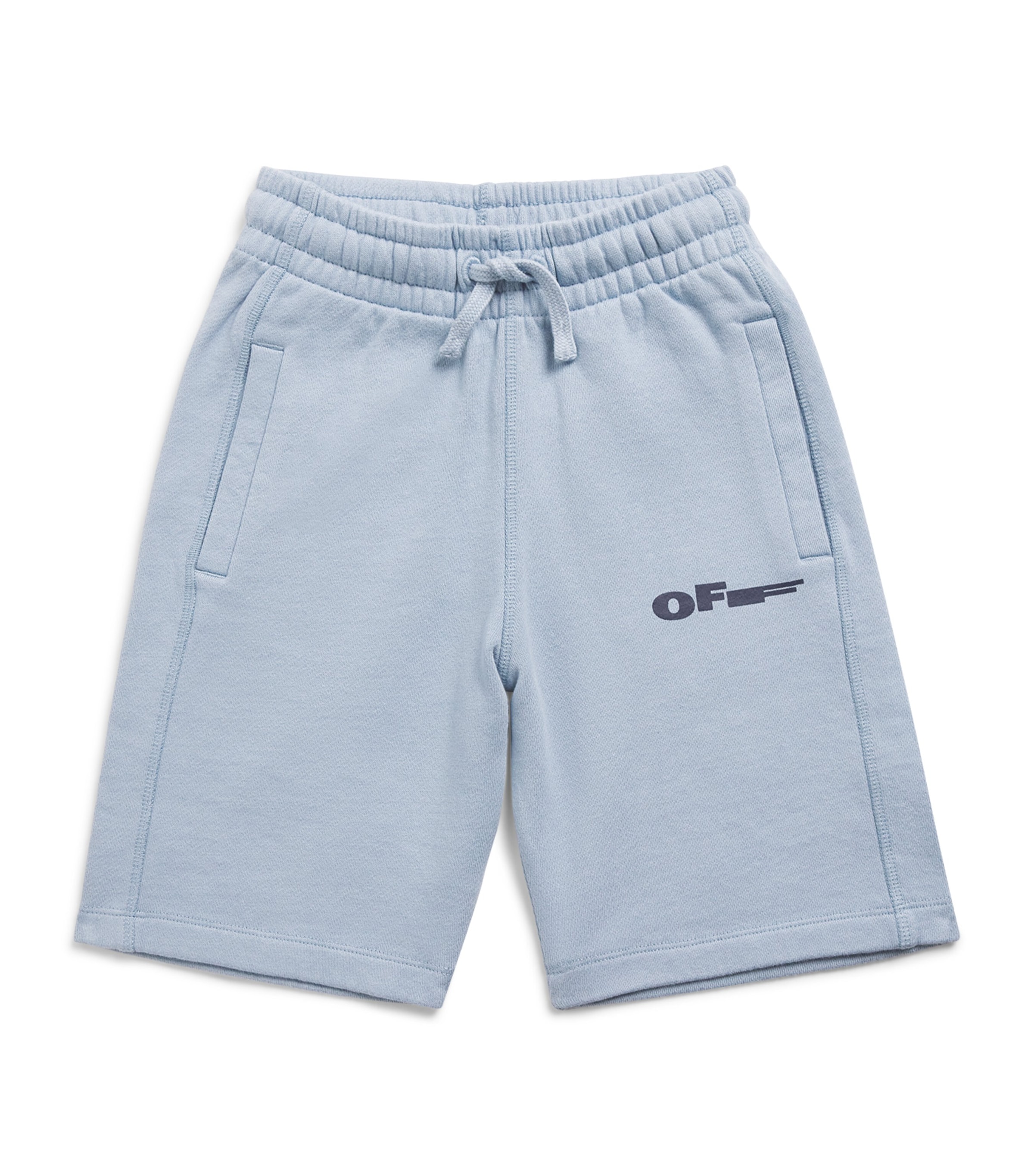 Off-White Kids Cotton Logo Sweatshorts (4-12+ Years) Dusty Blue Image 1