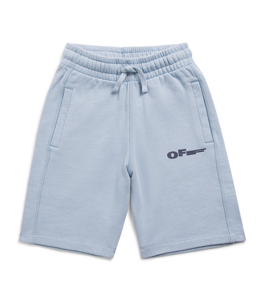 Off-White Kids Cotton Logo Sweatshorts (4-12+ Years) Dusty Blue Image 1