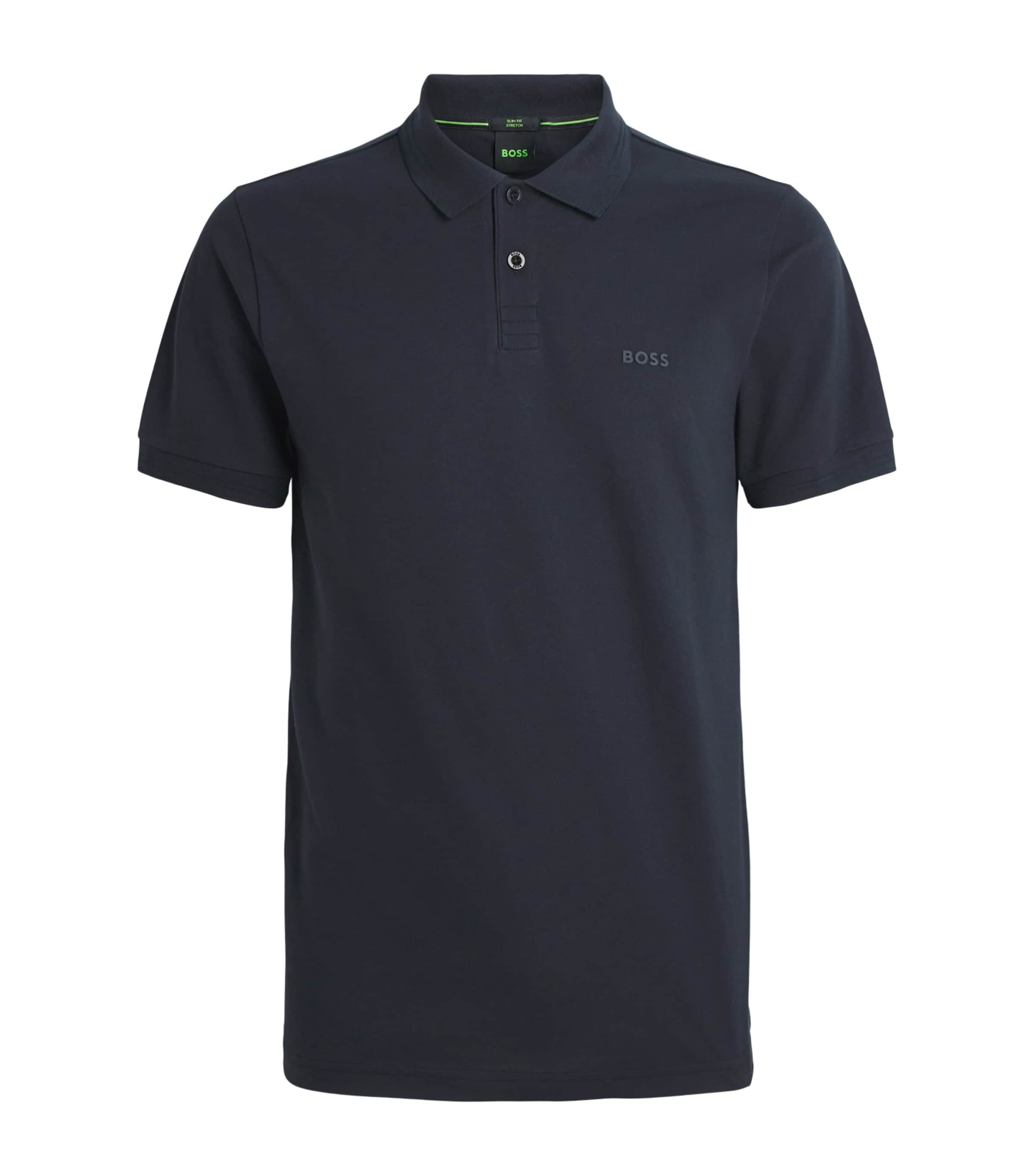 BOSS Mens Stretch-Cotton Logo Polo Shirt Dark Image 1