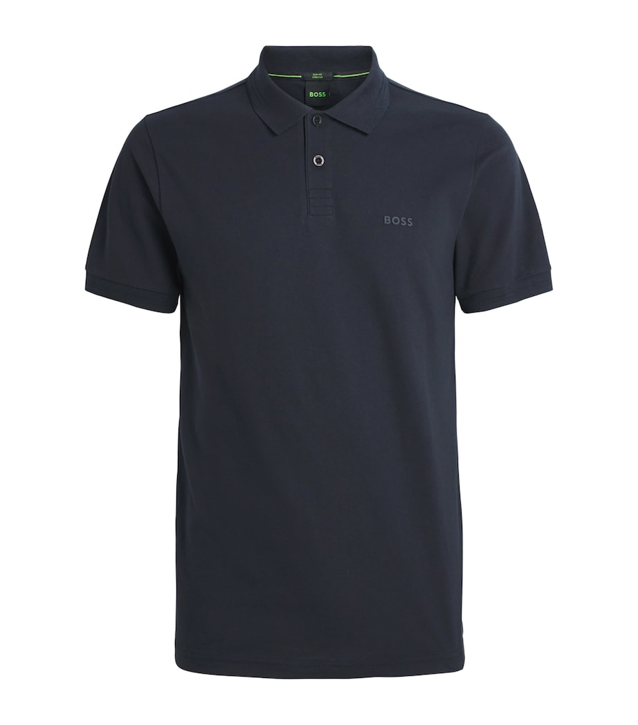 BOSS Mens Stretch-Cotton Logo Polo Shirt Dark Image 1