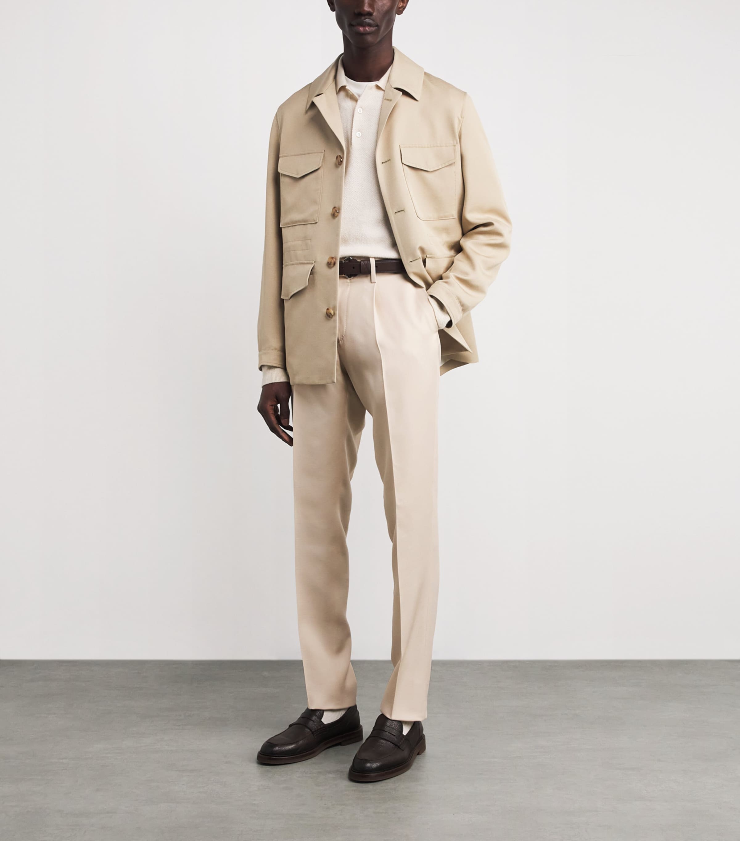 Wool-Blend Casual Trousers 180 LIGHT BEIGE Image 2