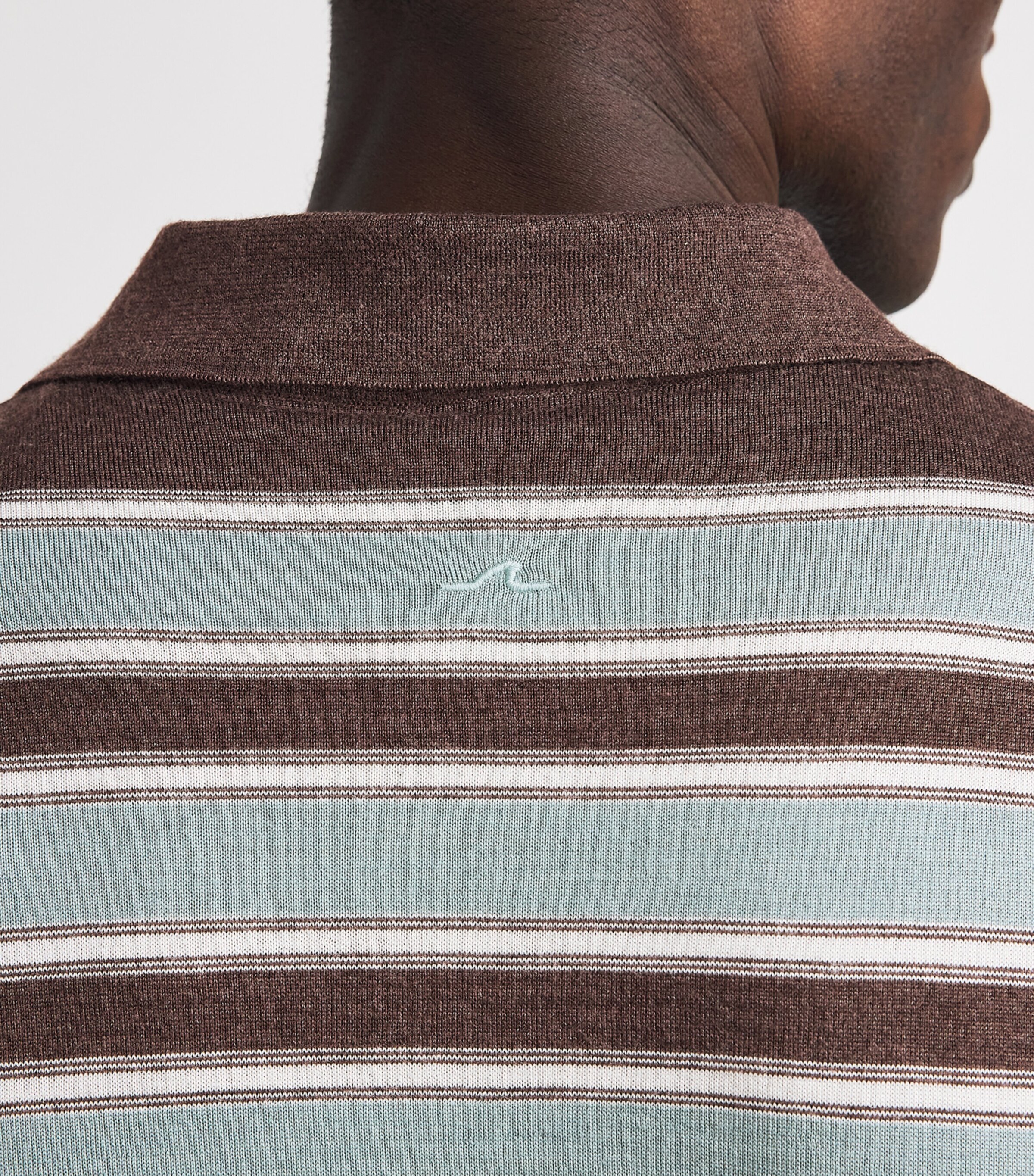 Paul & Shark Mens Virgin Wool-Silk Stripe Polo Shirt Slvia Marn Bianc Image 3