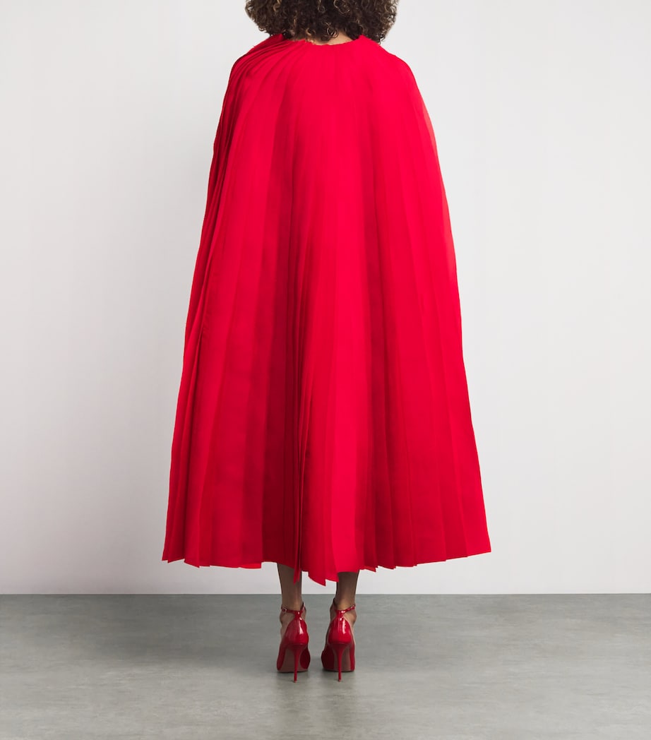 Silk Gazar Pleated Cape RED Image 3