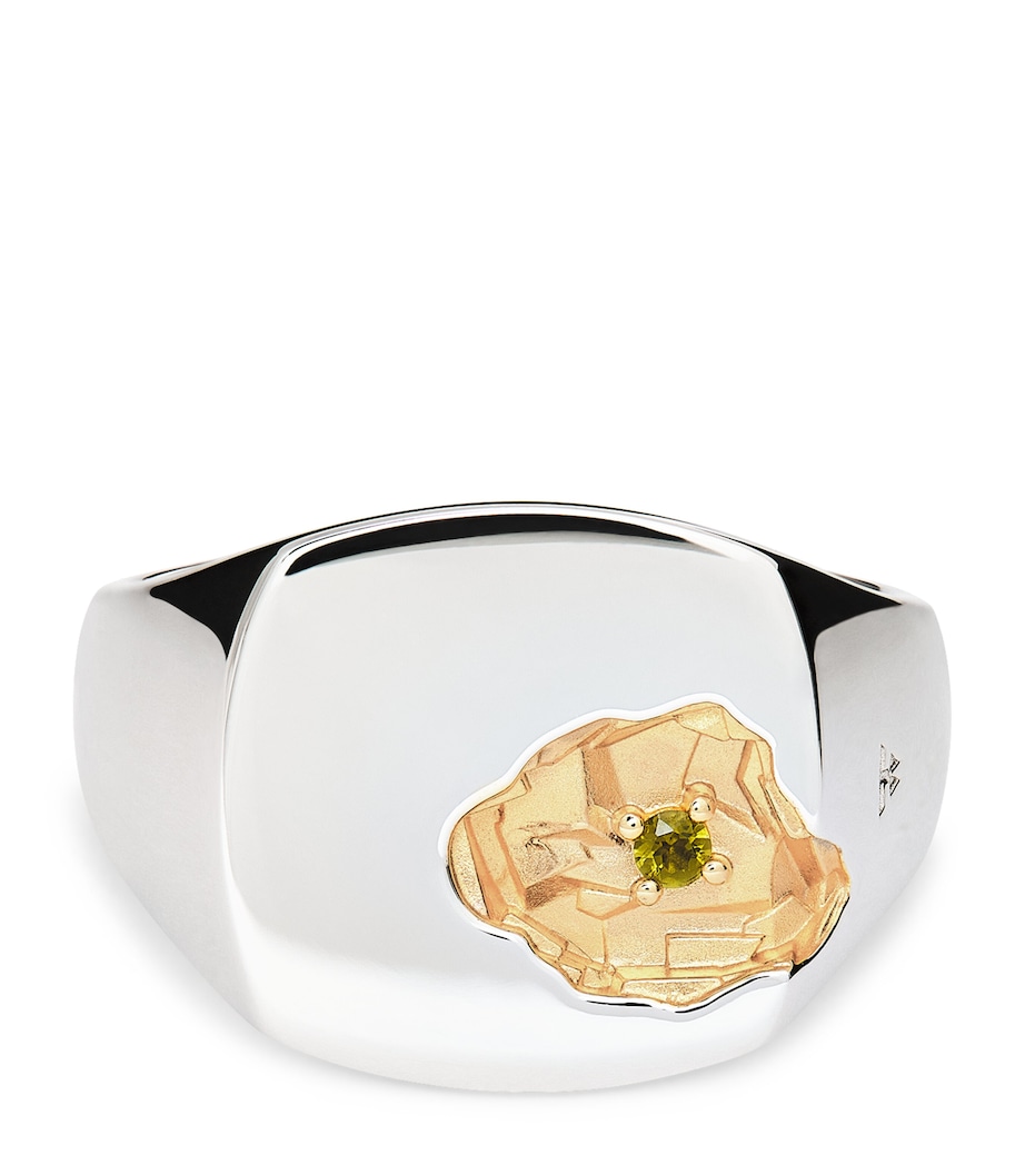 Sterling Silver and Tourmaline Mined Ring S925 / 18KGOLD Image 1