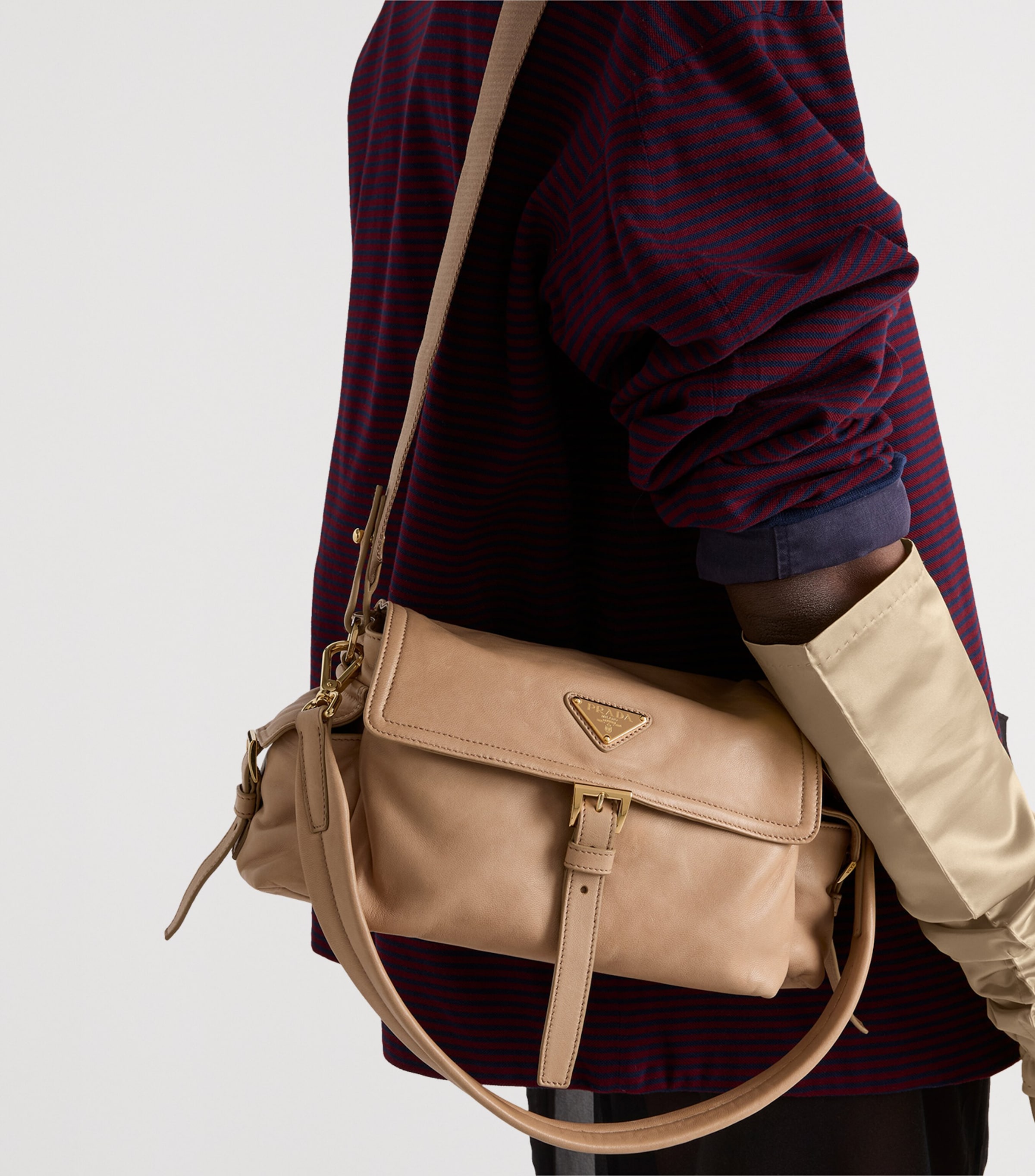 Prada Medium Nappa Lambskin Explore Shoulder Bag Neutral Image 2