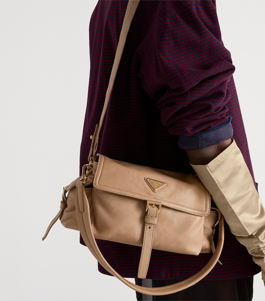 Prada Medium Nappa Lambskin Explore Shoulder Bag Neutral Image 2