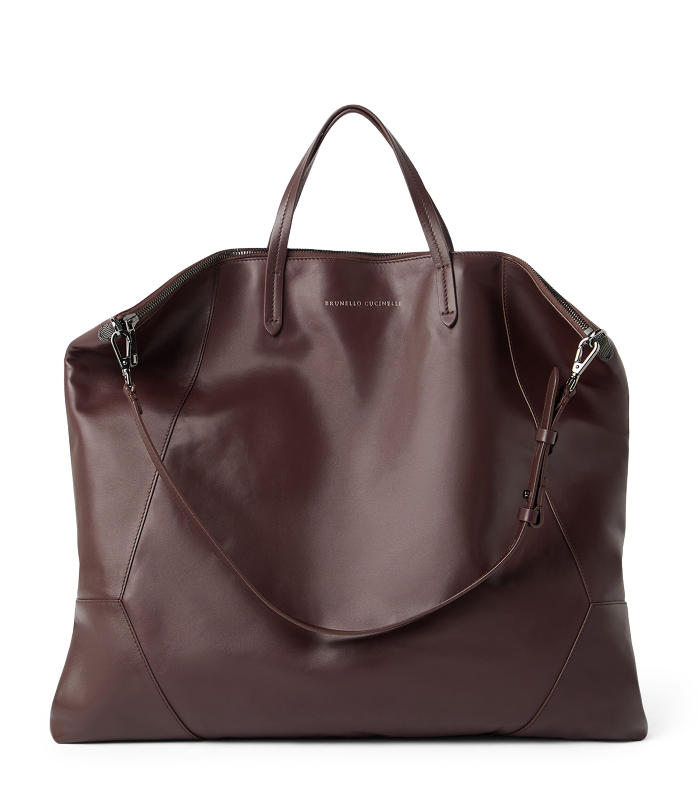 Brunello Cucinelli Large Leather Bc Duo Shopper Bag In Purple