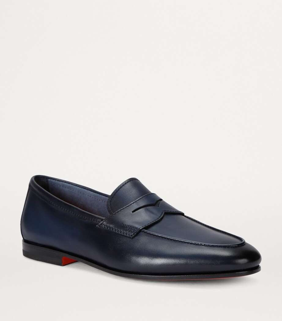 Leather Carlos Penny Loafers NAVY Image 3