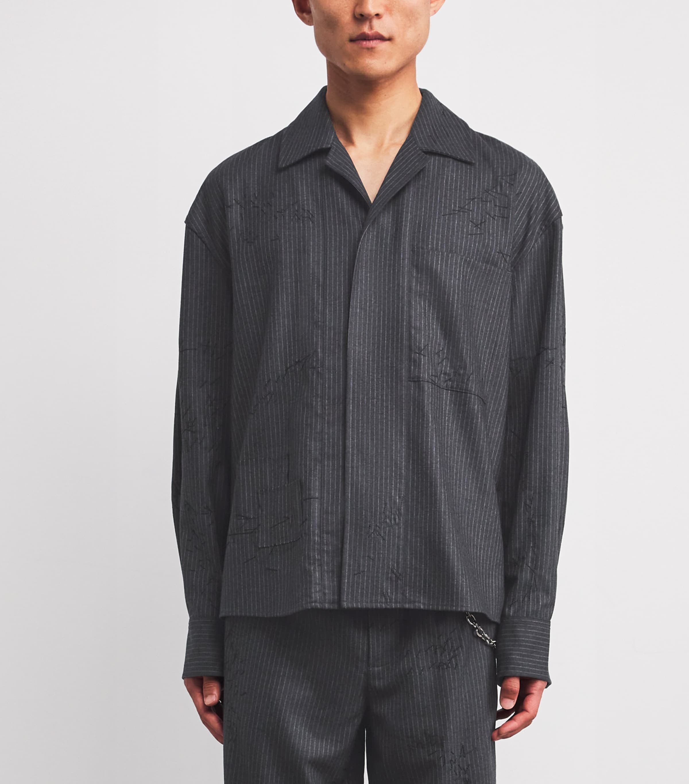 Wool-Blend Pinstripe Shirt COAL PINSTRIPE Image 3