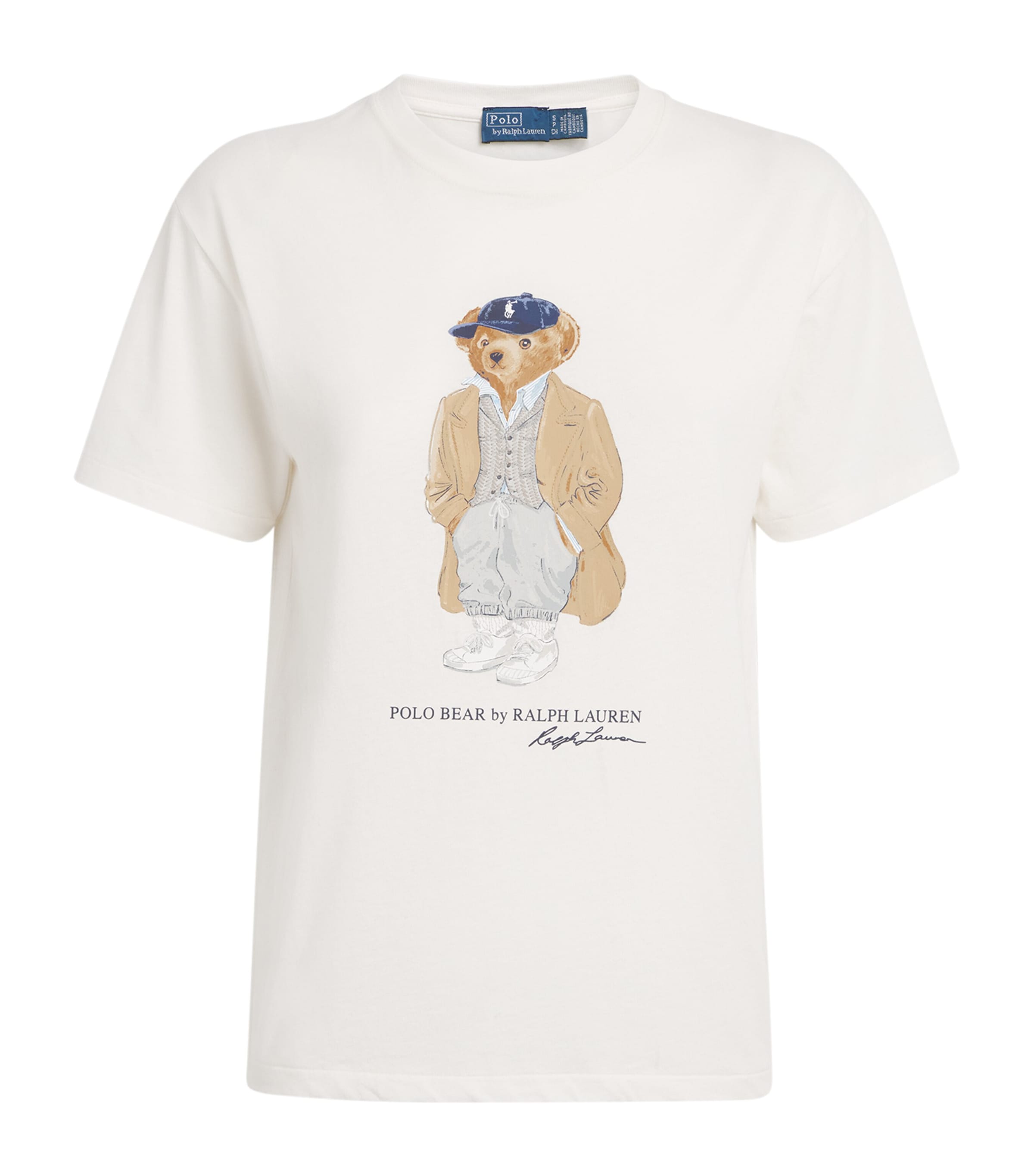 Polo Ralph Lauren Ivory Cotton Jersey T-shirt With Iconic Embroidered Polo Bear In White